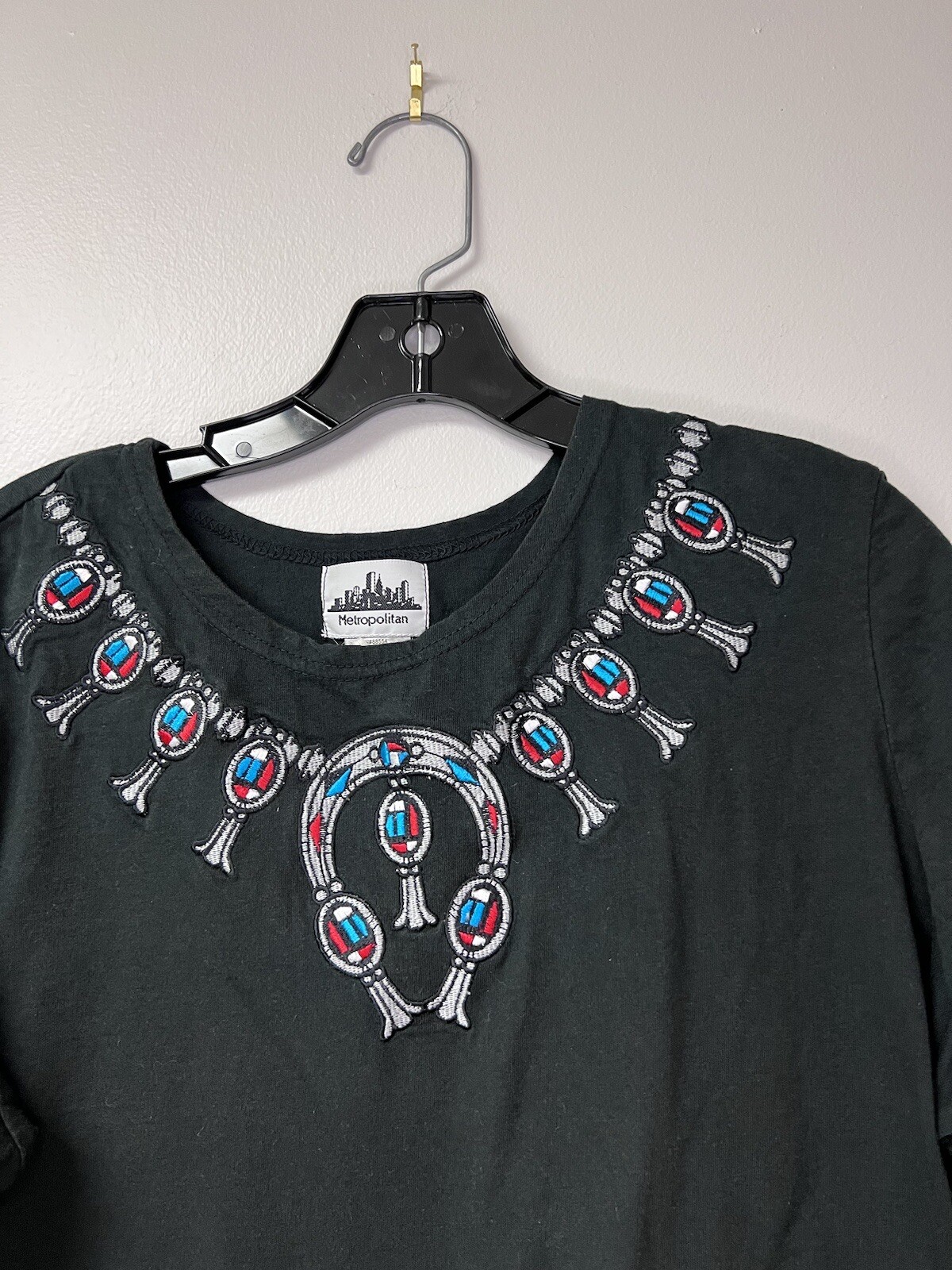 Vintage 90s Metropolitan Embroidered Dream Catcher Native American T Shirt XL