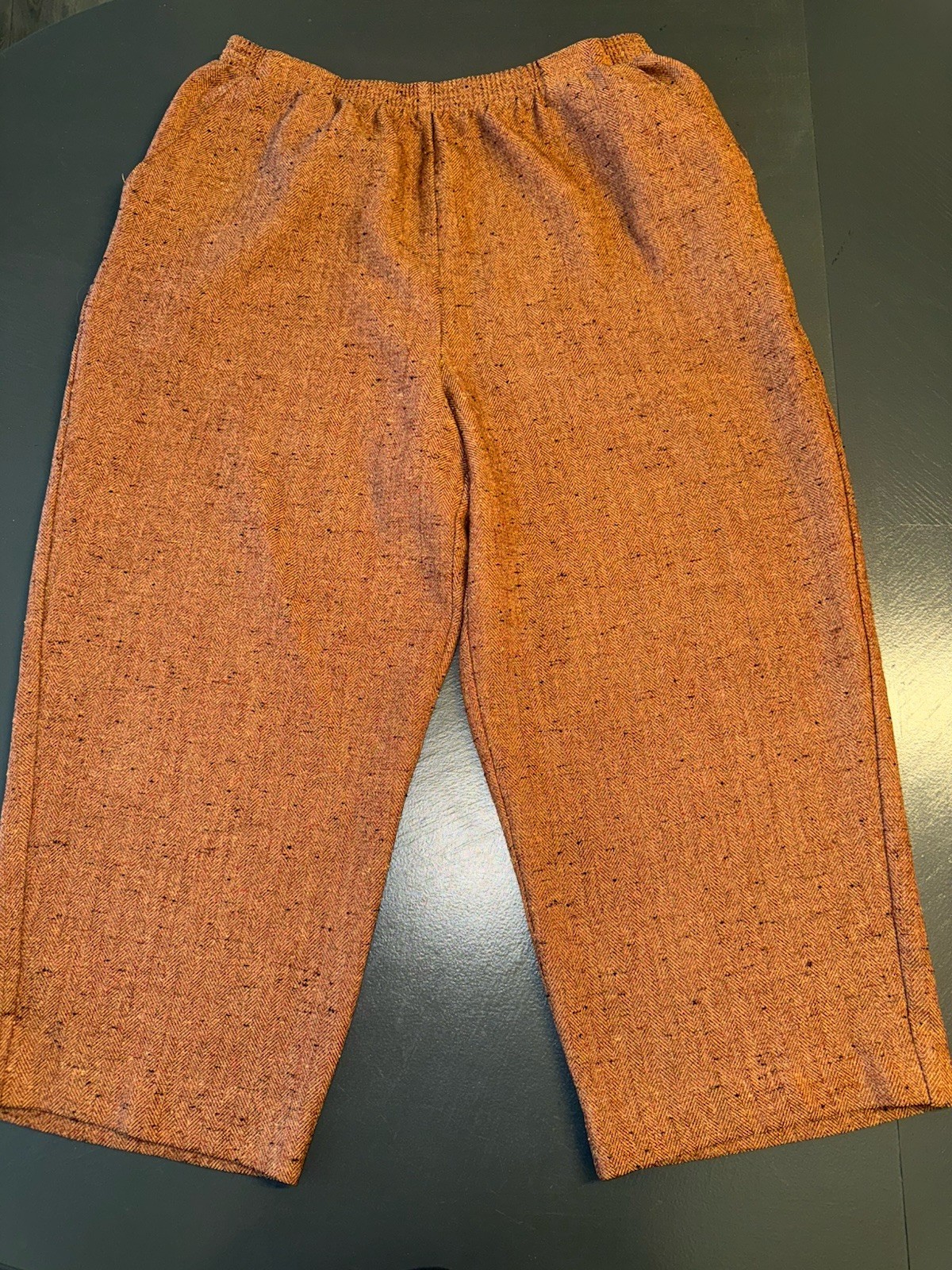 Vintage Blair Tweed Herringbone Crop Stretch Waste Capri Size L Pockets RARE!!