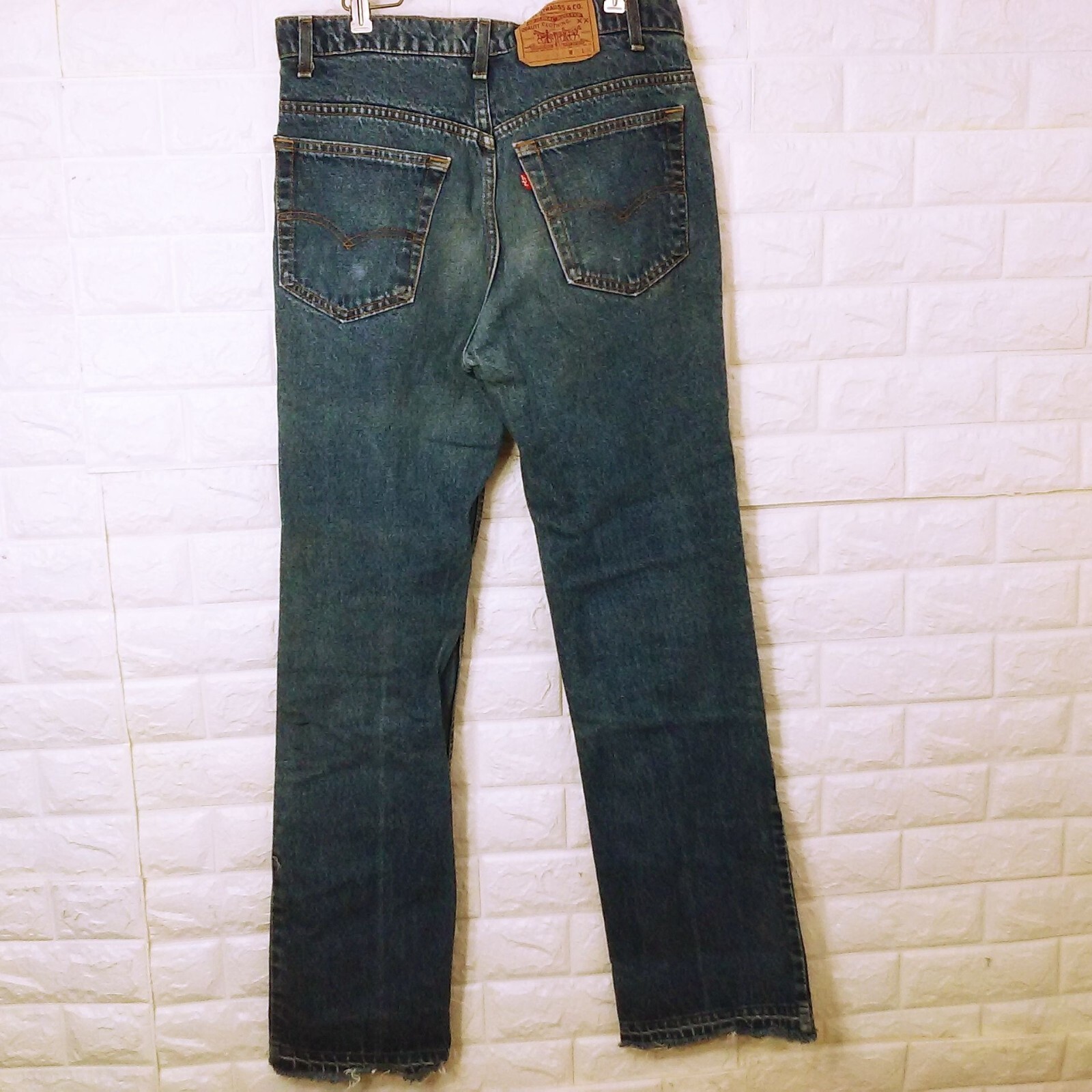 Vintage 80s Levi’s USA-made 517xx Bootcut Denim Jeans Lady-34×34 Fray Hem Dark