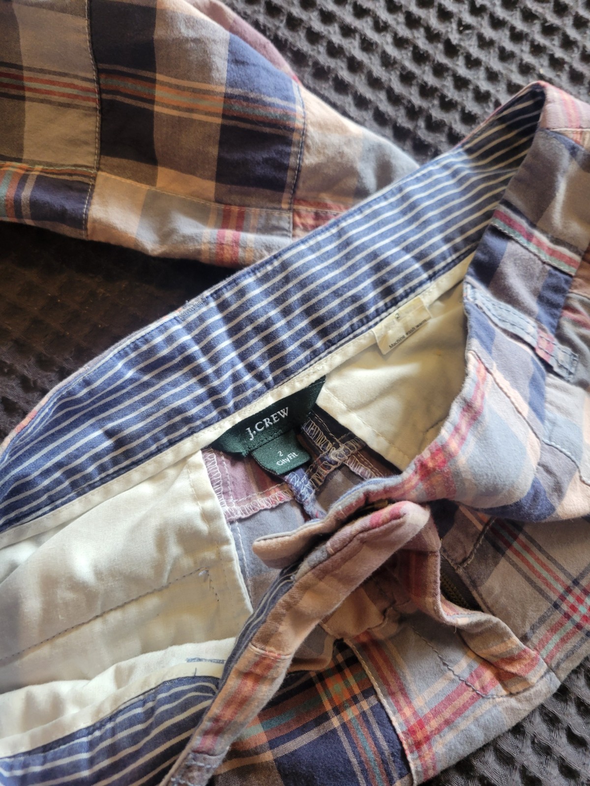 VINTAGE J CREW MADRAS PATCHWORK CLAMDIGGERS CAPRI PANTS SIZE 2 SIZE XS