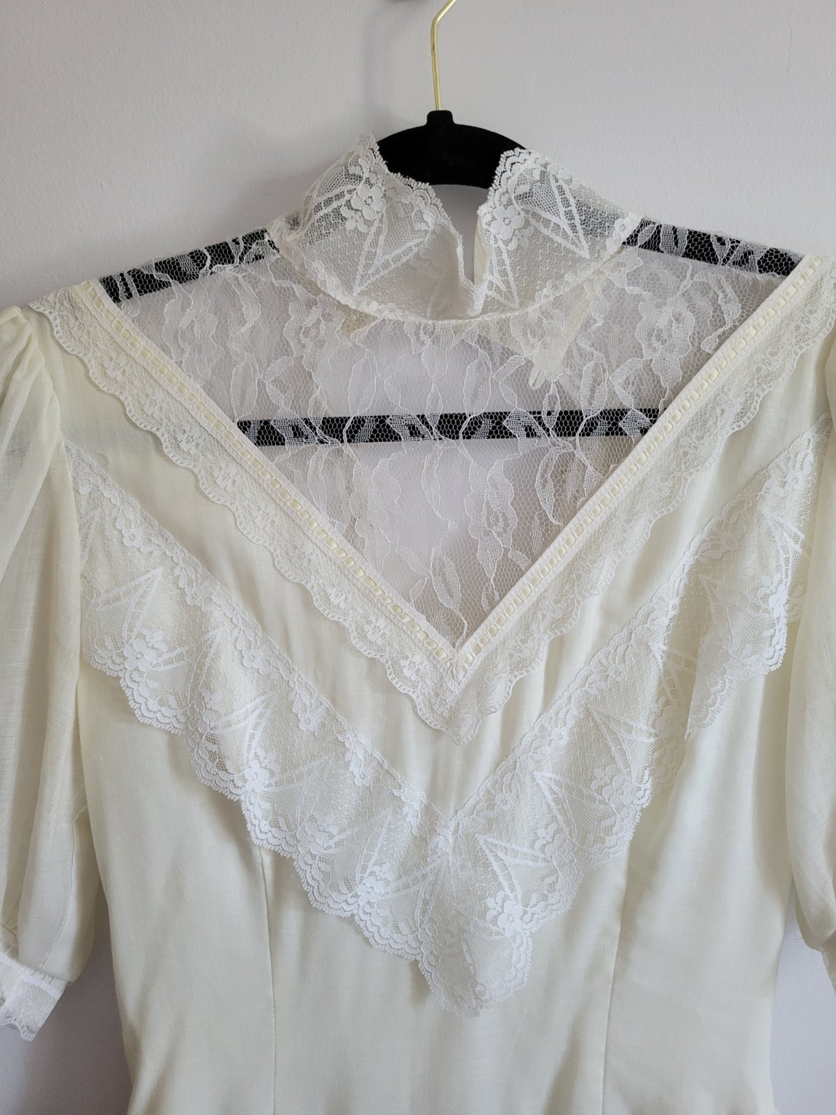 Gunne Sax Jessica McClintock 1980s White High Neck Midi Dress Modern Size 4