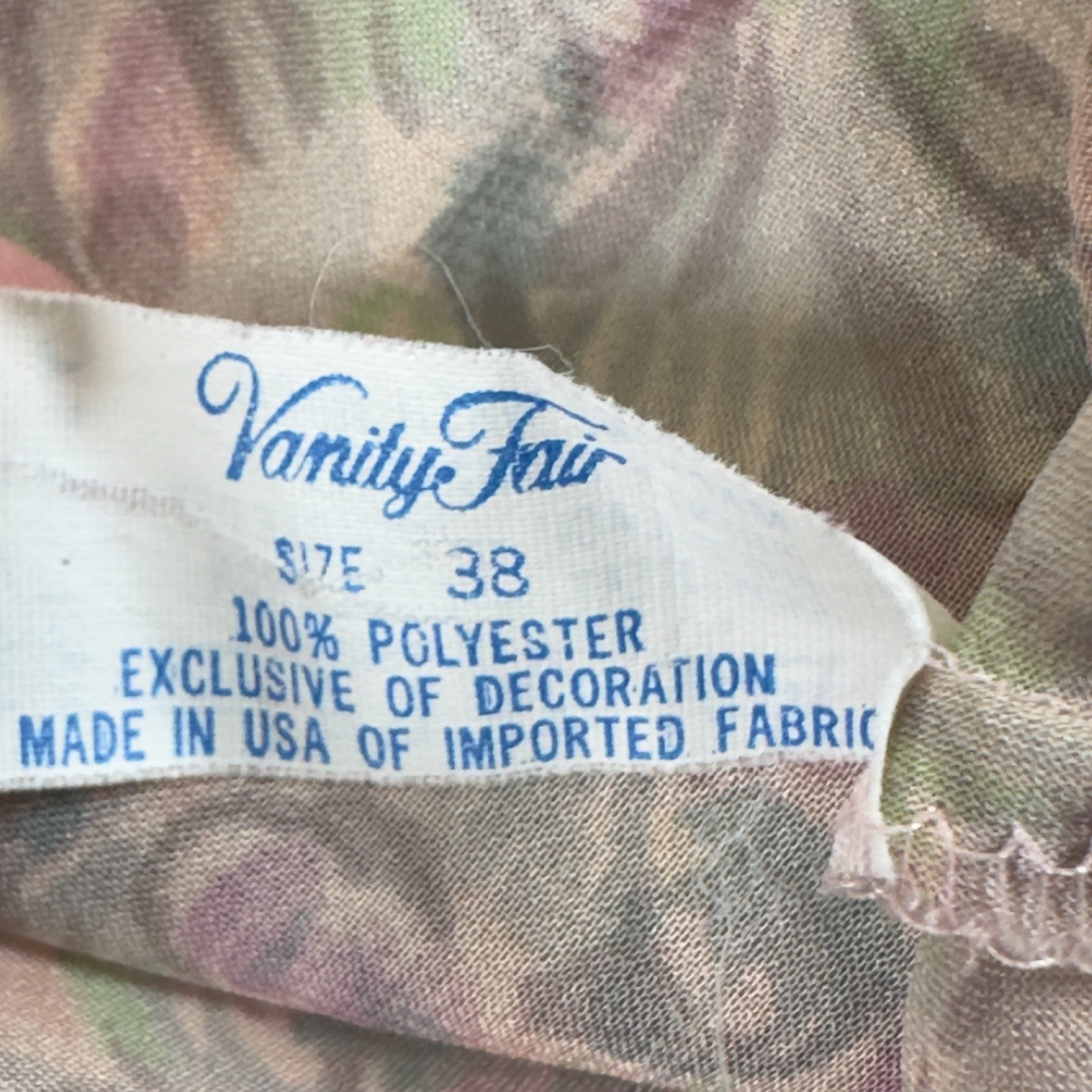 Vintage Vanity Fair Pink Lace Floral Paisley Cami Camisole Top 38 Made in USA