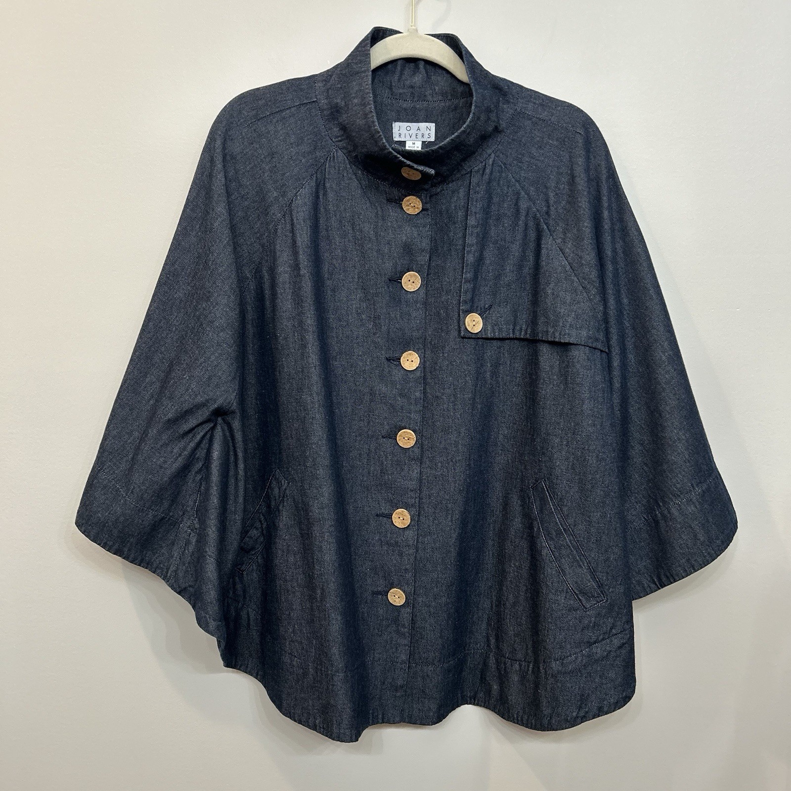 Joan Rivers Denim Chambray Button Front Woman’s Cape Size M