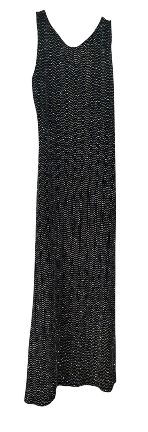 Vintage 80s 90s Glitter Maxi Dress Ronni Nicole for Ouida Black Sz 6 Open Back