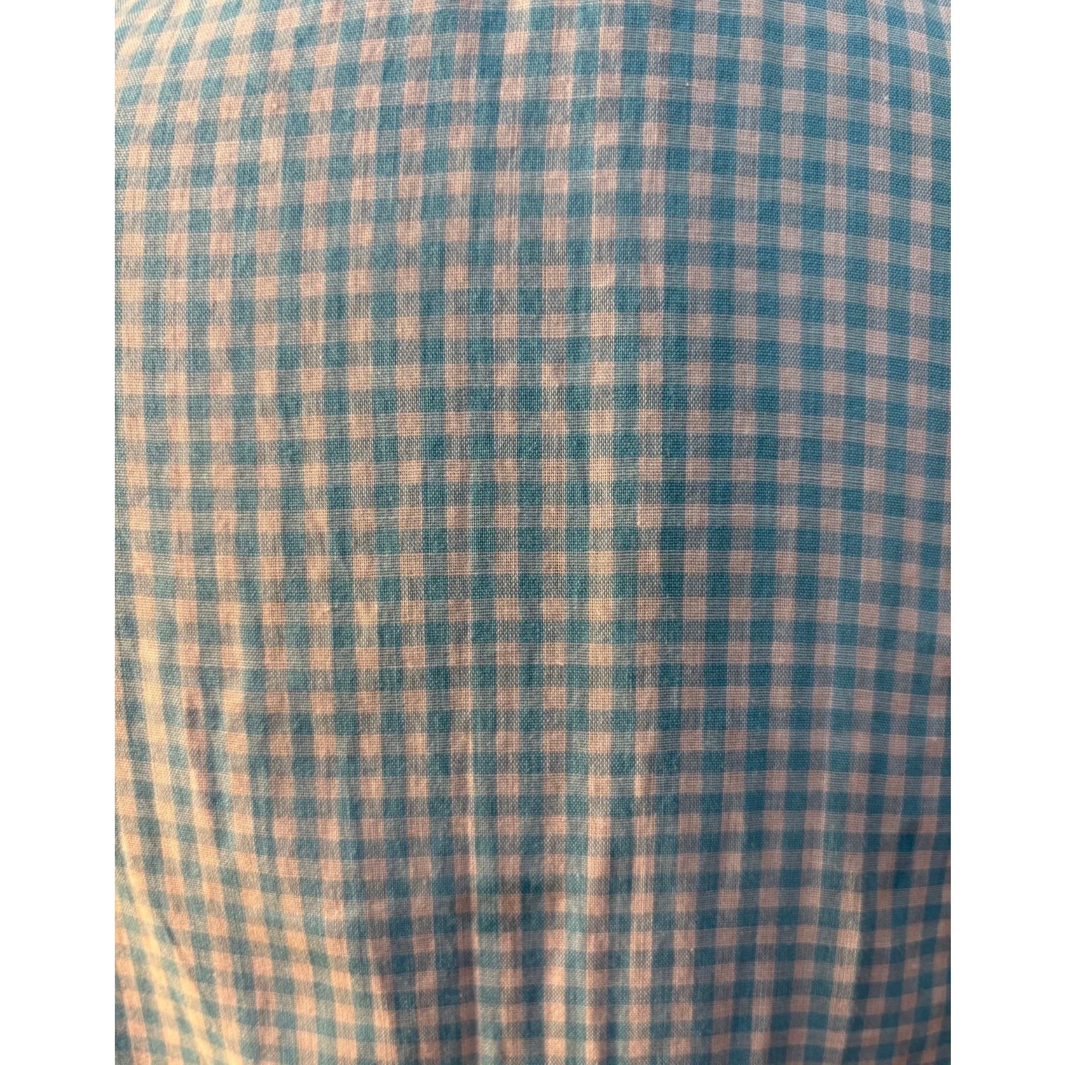 Vintage 1970s Blue Gingham Sleeveless Button Up Blouse Preppy Mod Summer Top S