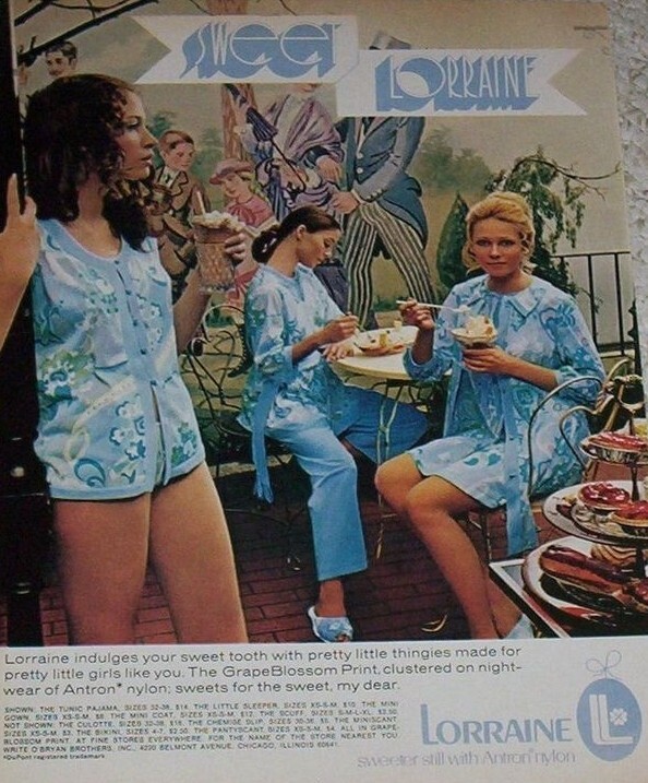 Vtg 60s Pink Psychedelic Lounge 2 pc Nylon Tunic Pajama Party Hostess Set S/M
