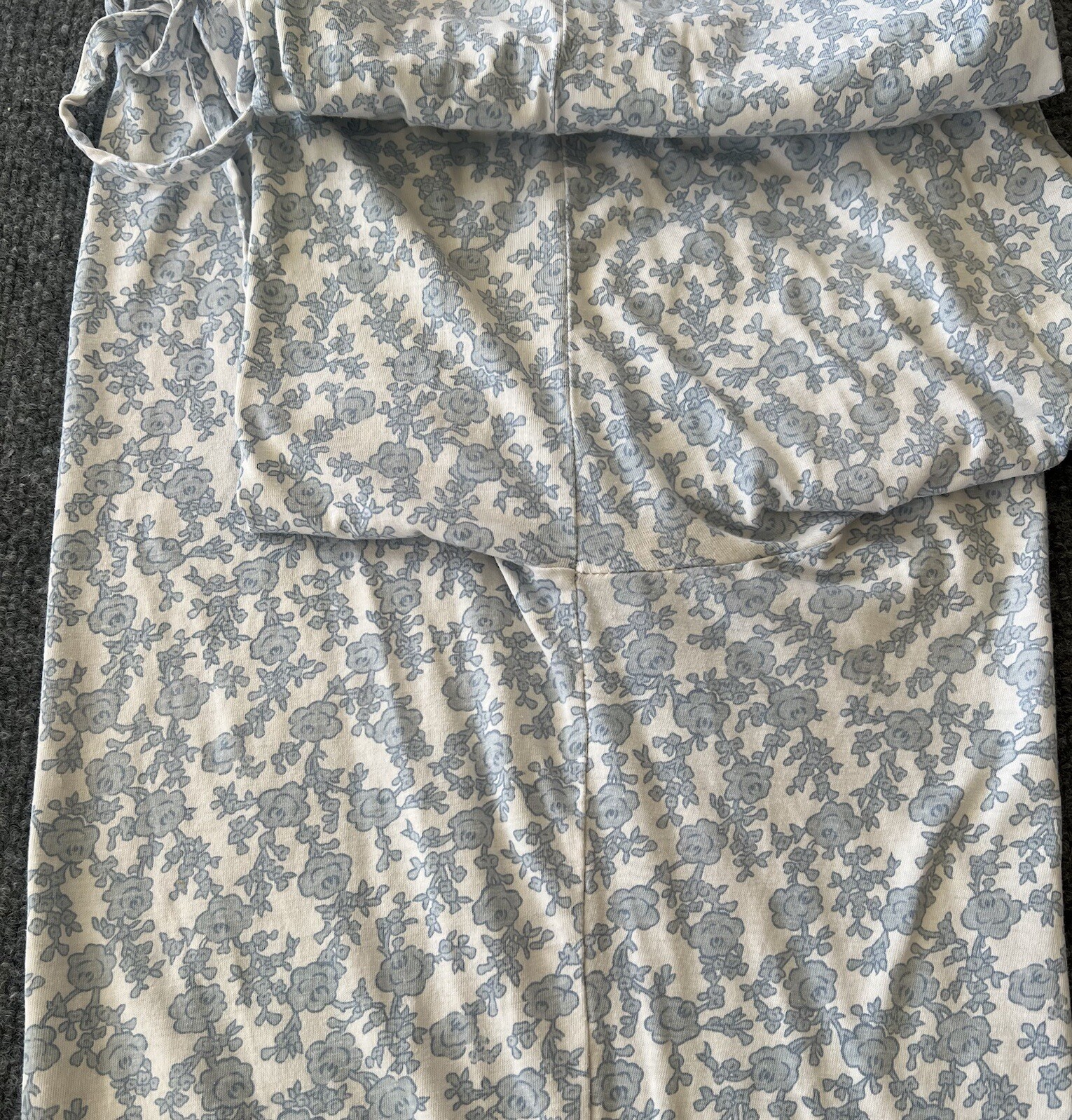 Vanity Fair Womens VTG Sleep Pants Blue Floral Drawstring Elastic Waist Cottage