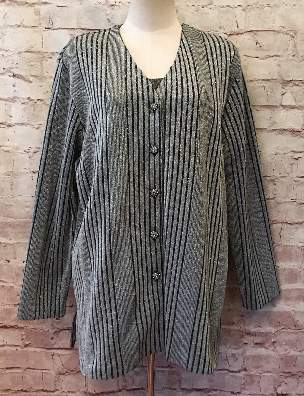Vintage Ruth Norman Womens Silver Metallic Dressy Jacket & Camisole Set – Size L