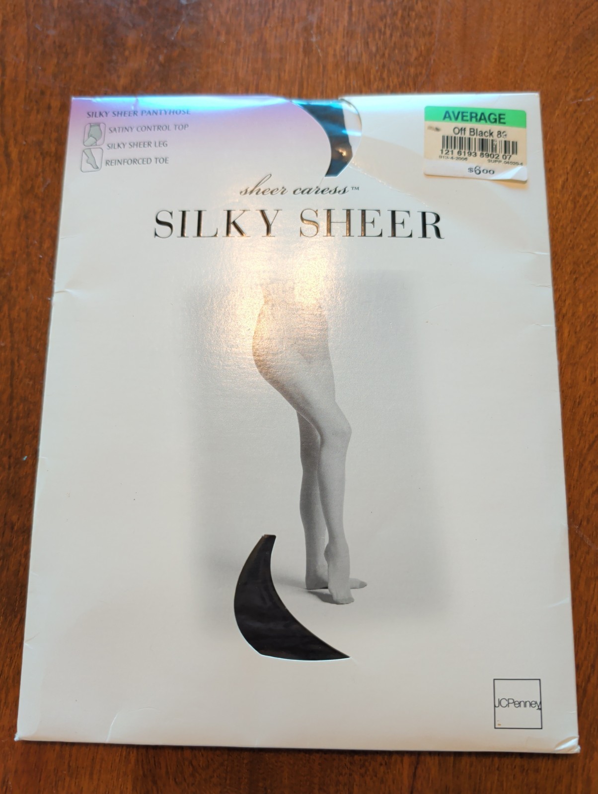 JCPenney Sheet Caress Silky Sheer Off Black 89 Average Control Top PANTYHOSE