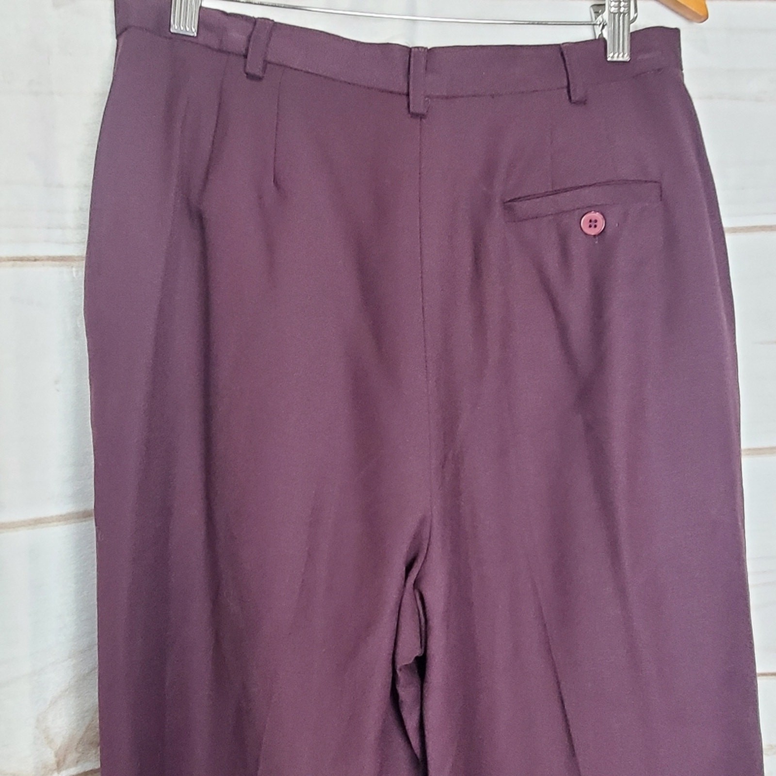 Vintage 90s Purple Wool Super High Rise Pleated Trouser Casual Pants Size 12