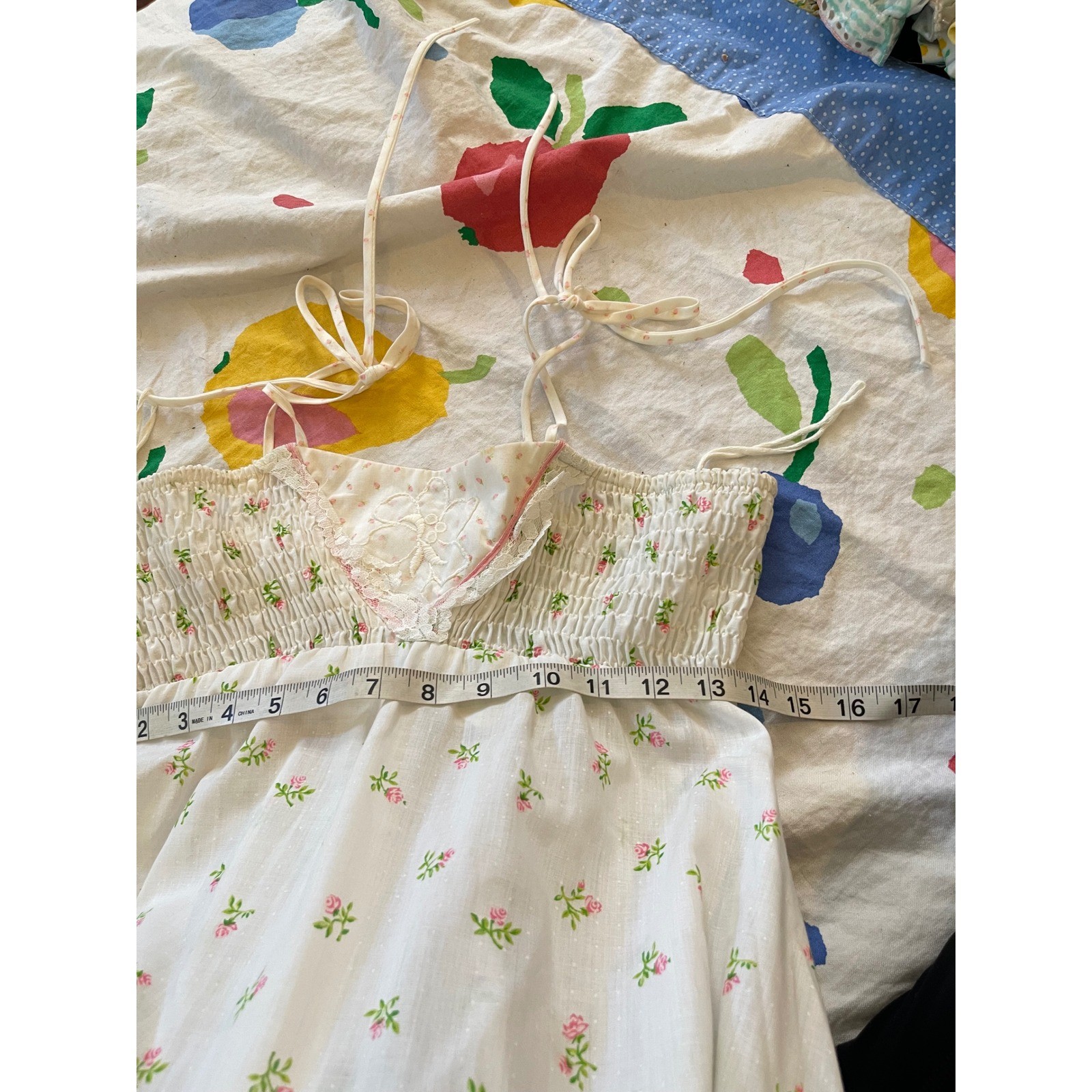 Vintage Jody T of California Floral Maxi Dress White Pink Cottagecore 70s xsmall