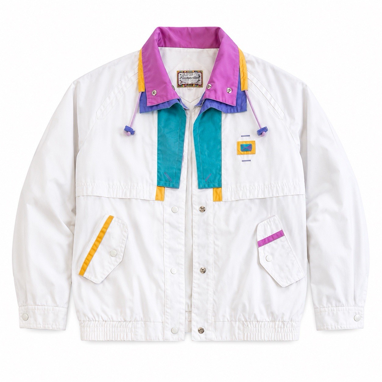 Current Seen White Colorblock Windbreaker Women M Made In Russia Vintage 80s/90s