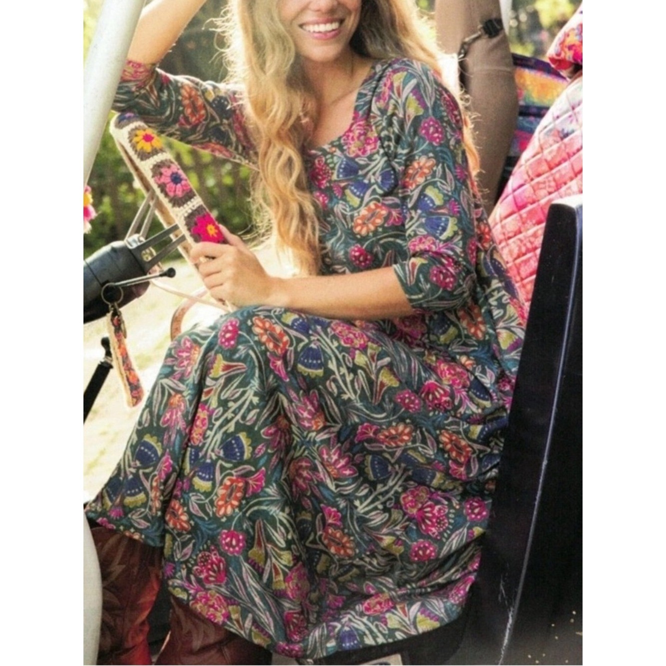 Natural Life Floral Maxi Dress cottagecore mature country western cowgirl XL