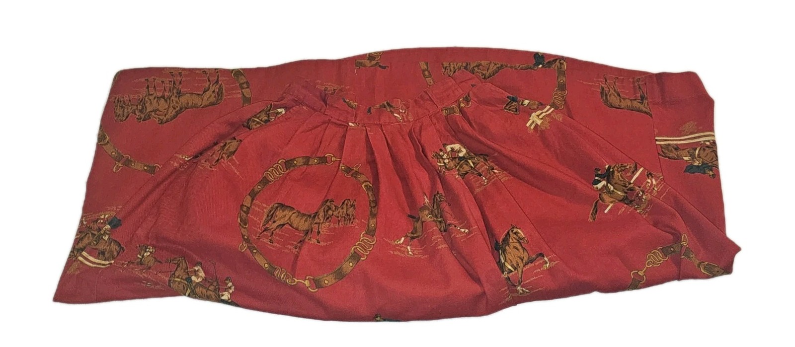 Vintage 80s 90s Ralph Lauren Western Pleated Skirt 100% Cotton Equestrian Scene