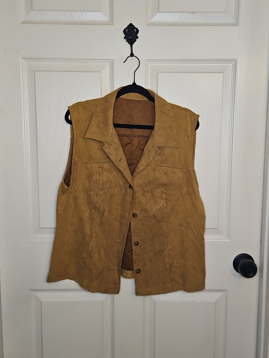 Womens Vtg 80s Fabiani Faux Suede Vest Sz 10/12 Western Chore Barn Boho Granny