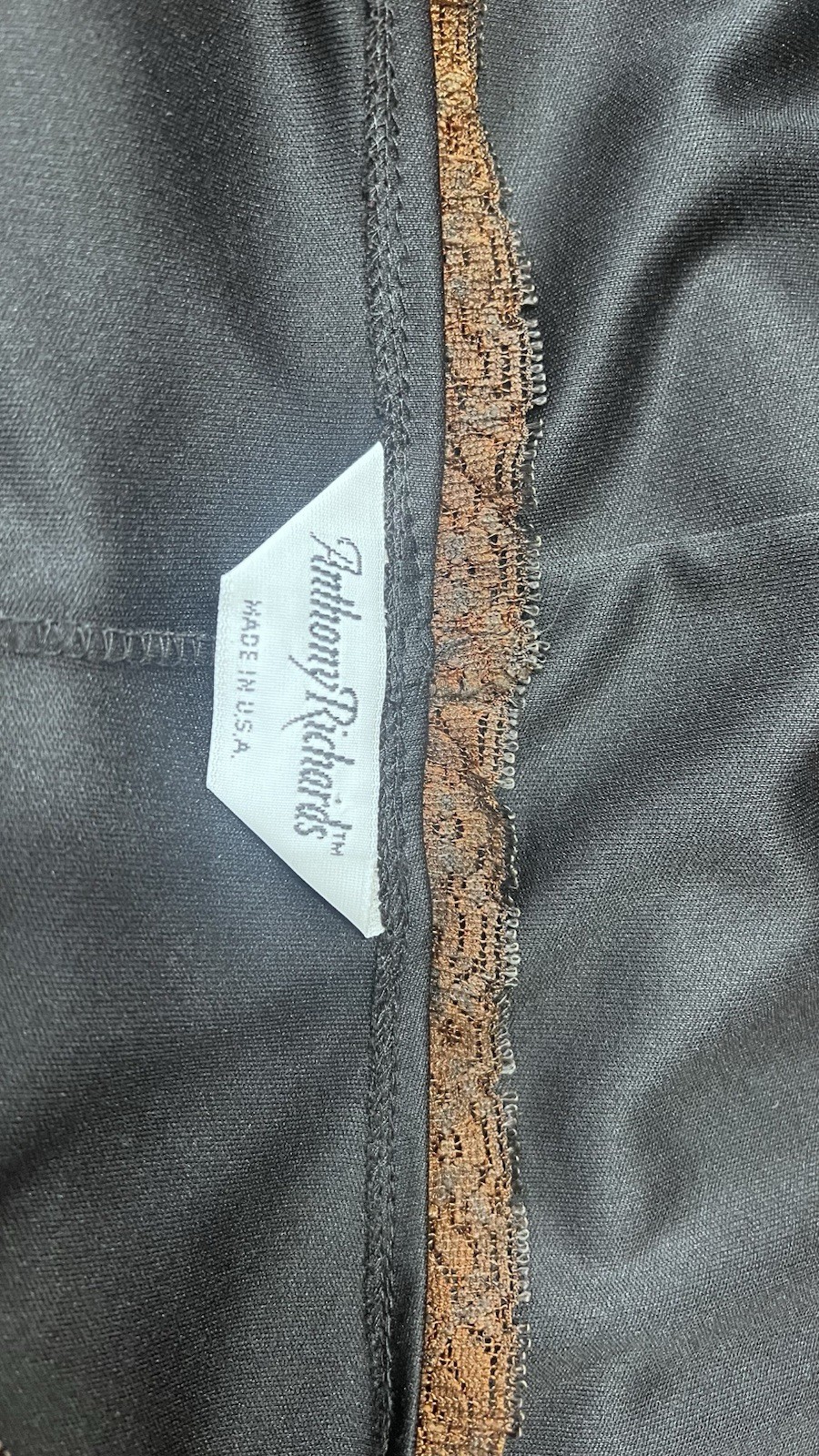 Vintage Anthony Richards Black Dress With Lace Neckline Size 14 1/2