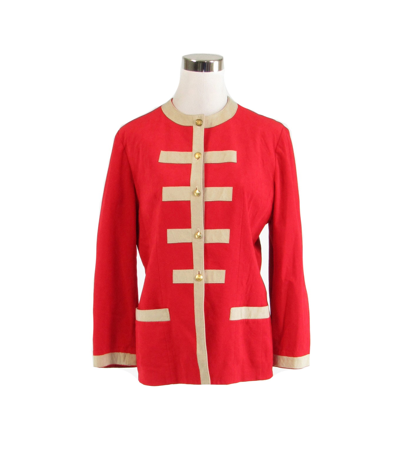 Red beige ULTRASUEDE military style vintage jacket 10 L