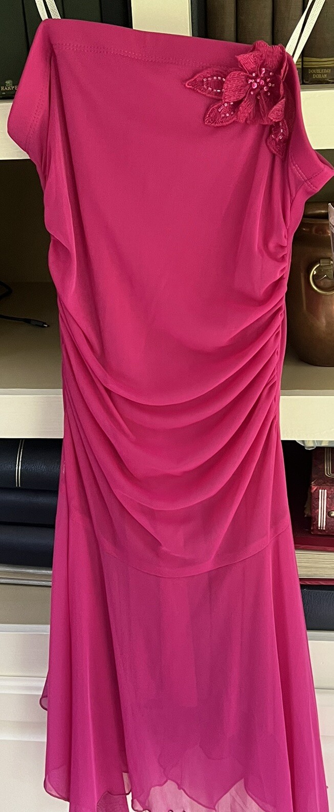 NWT Vintage City Triangles Strapless Magenta Mini Dress Asymmetrical Hem Sz Med