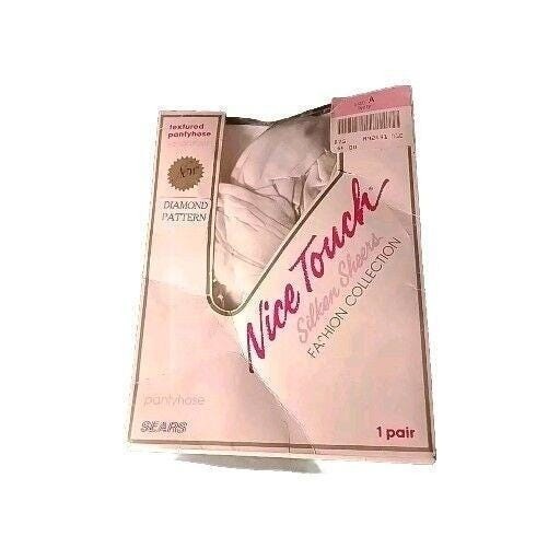 Vntg Sears Ivory Nylons Sz A Lycra Pantyhose Textured Nice Touch Silken Sheers