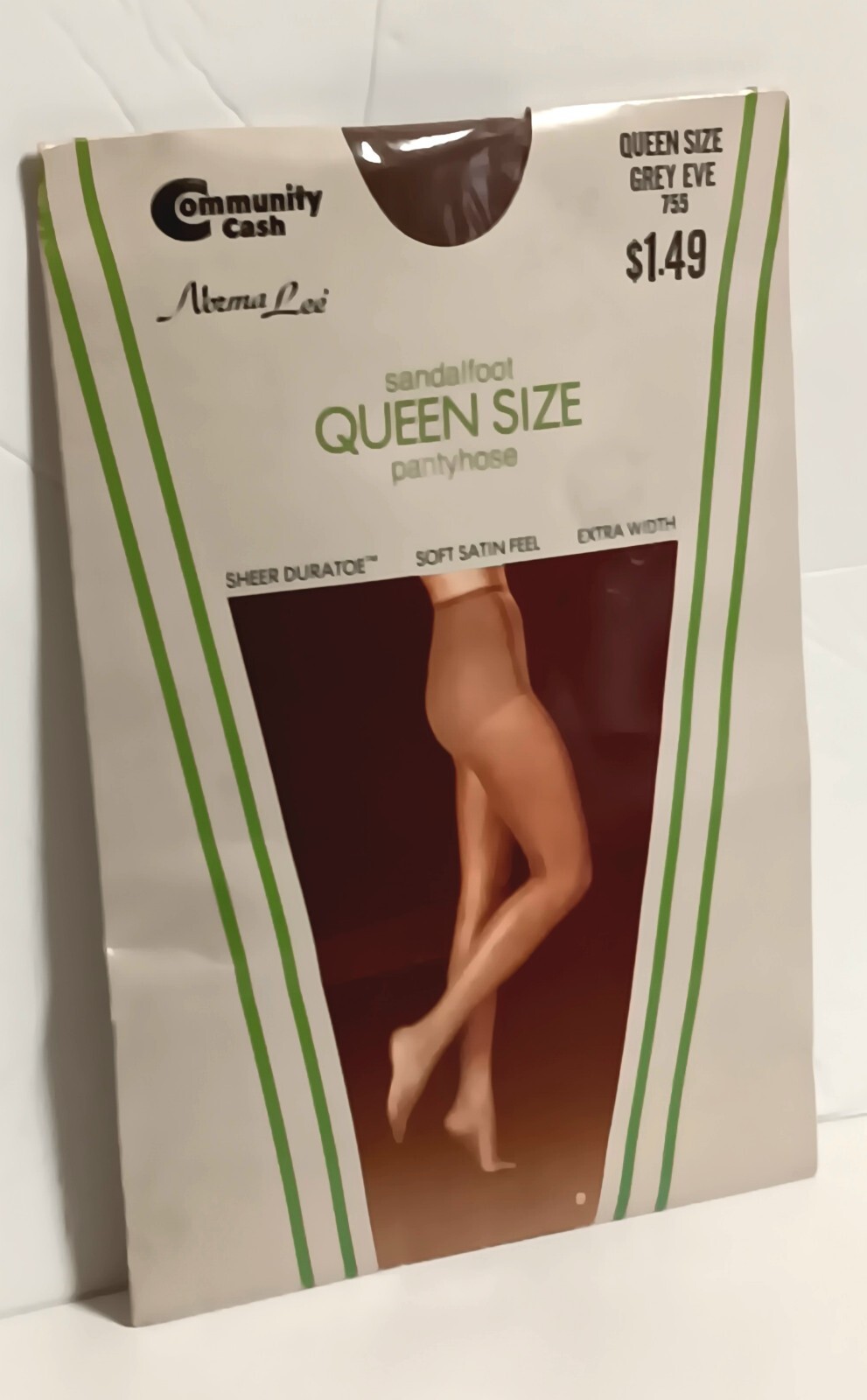 Norma Lee Sandal Foot QS Grey Eve 755 Nylon Extra Wide Stockings NOS Vtg