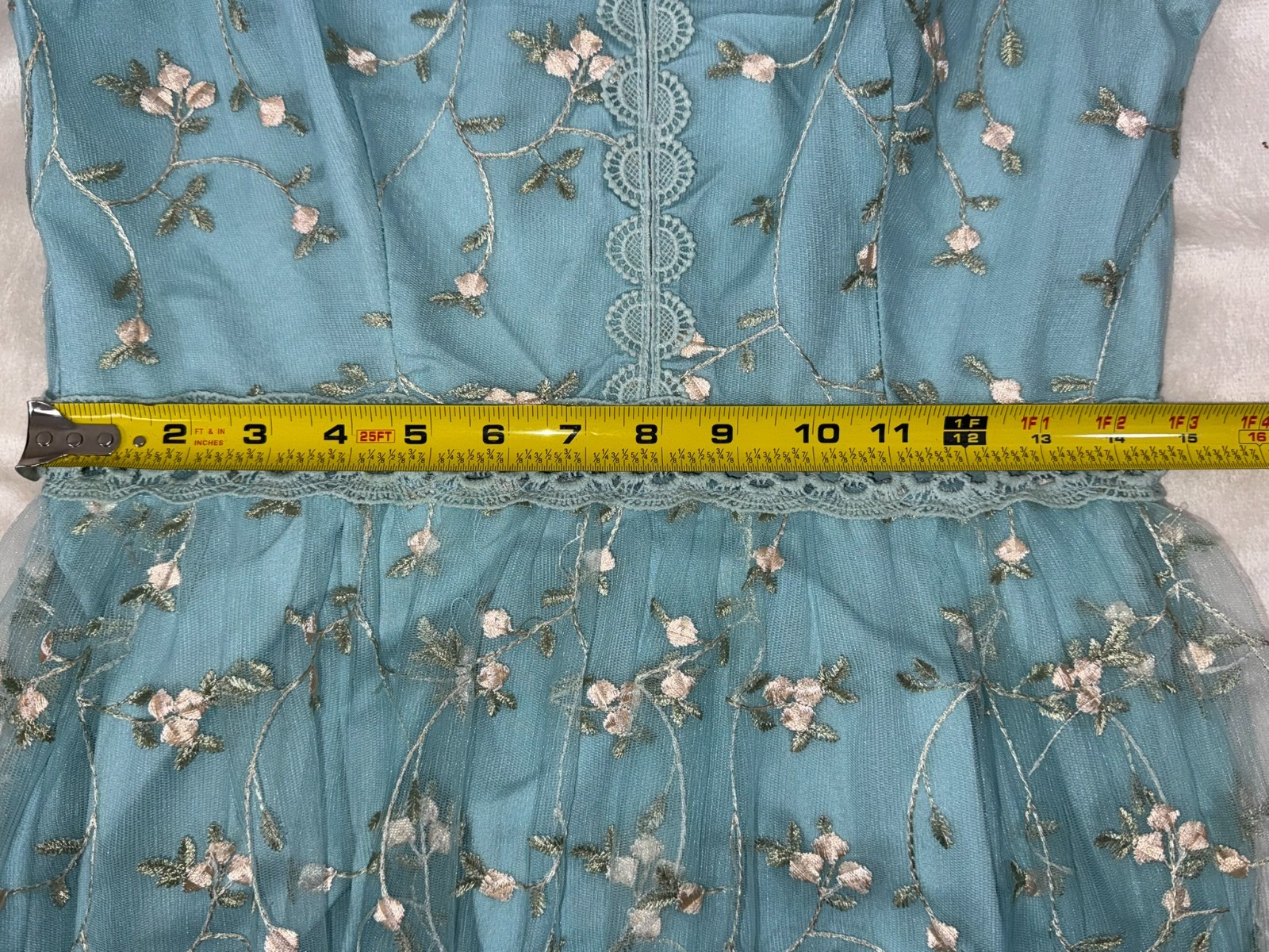 Fairycore Blue Embroidered Mesh Maxi Dress Women’s Large Cottagecore