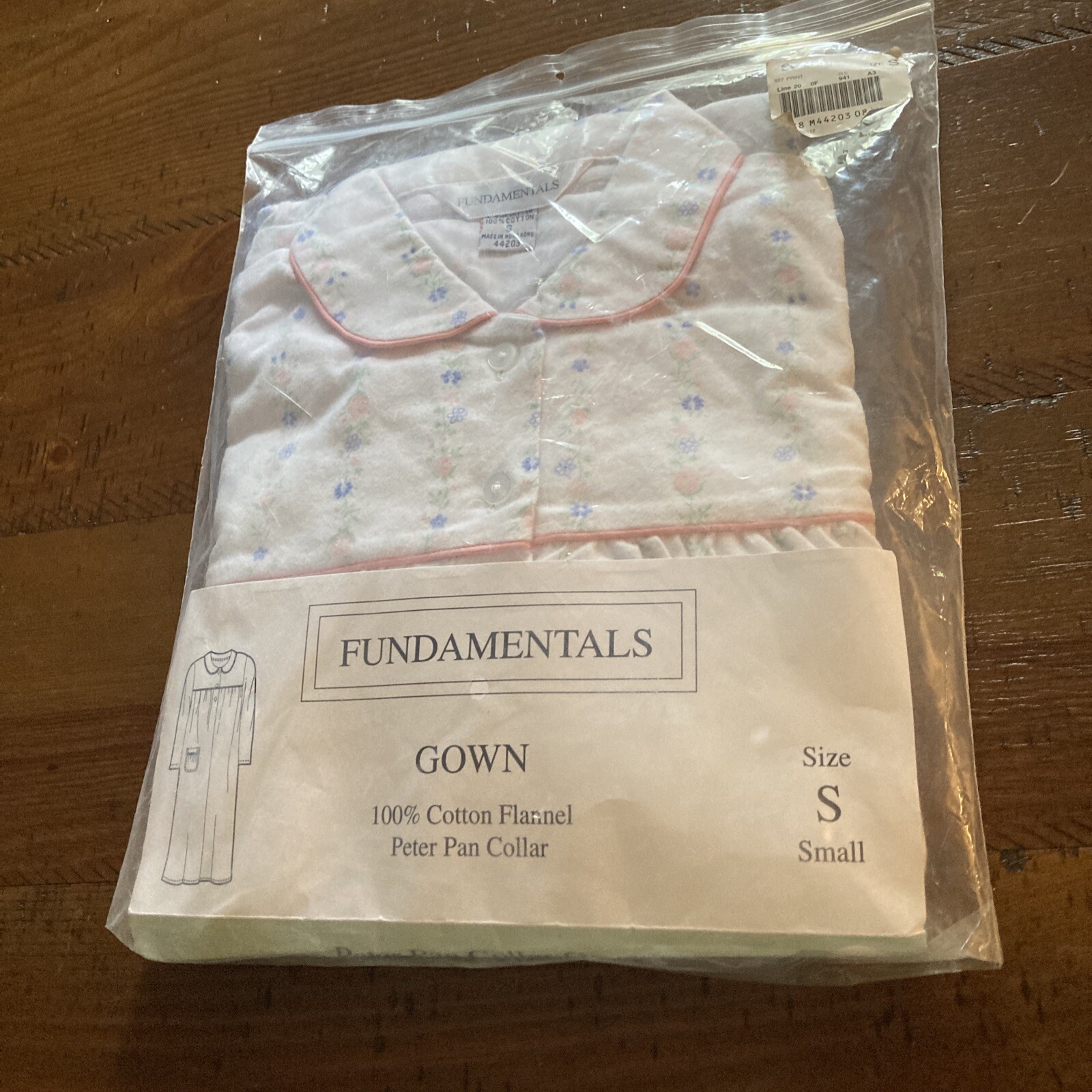 Sears Fundamentals White & Pink Cotton Nightgown NWT Size Small