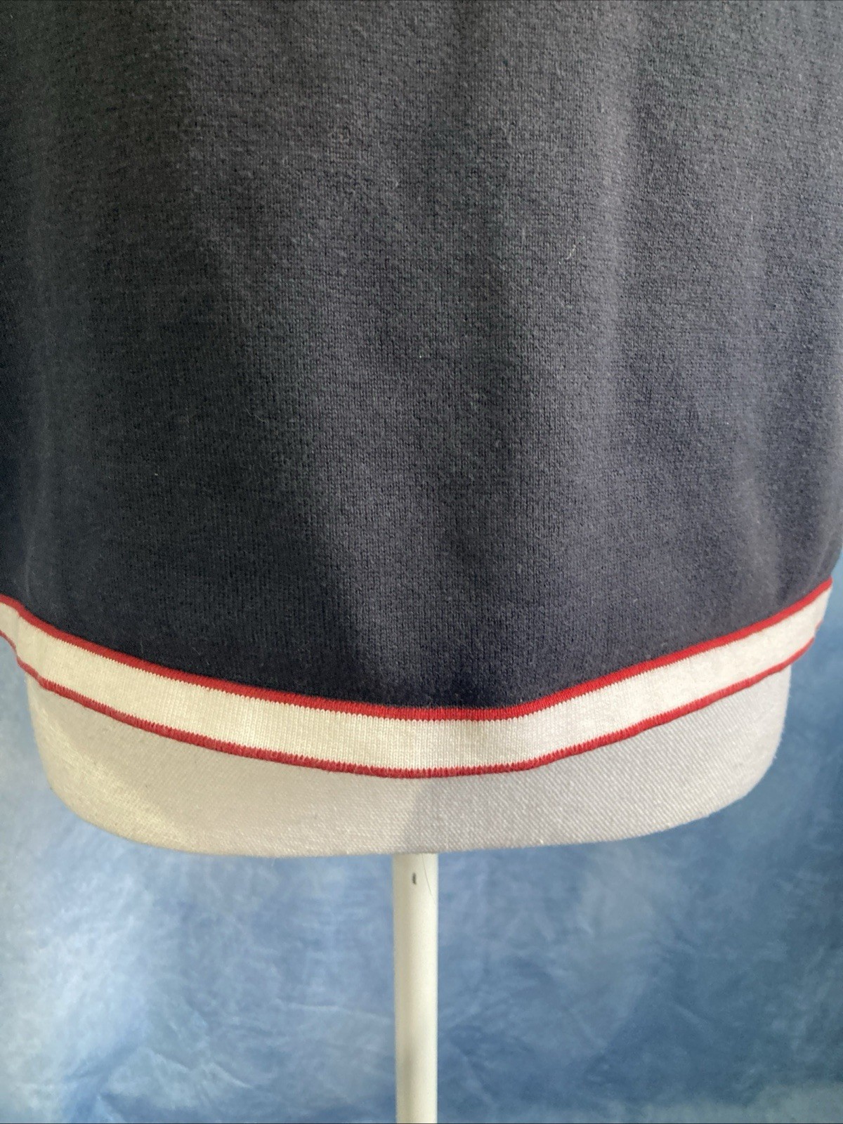 Vtg Christopher & Banks Navy Knit Tank Top M Y2K Coastal Preppy Nautical Stripe