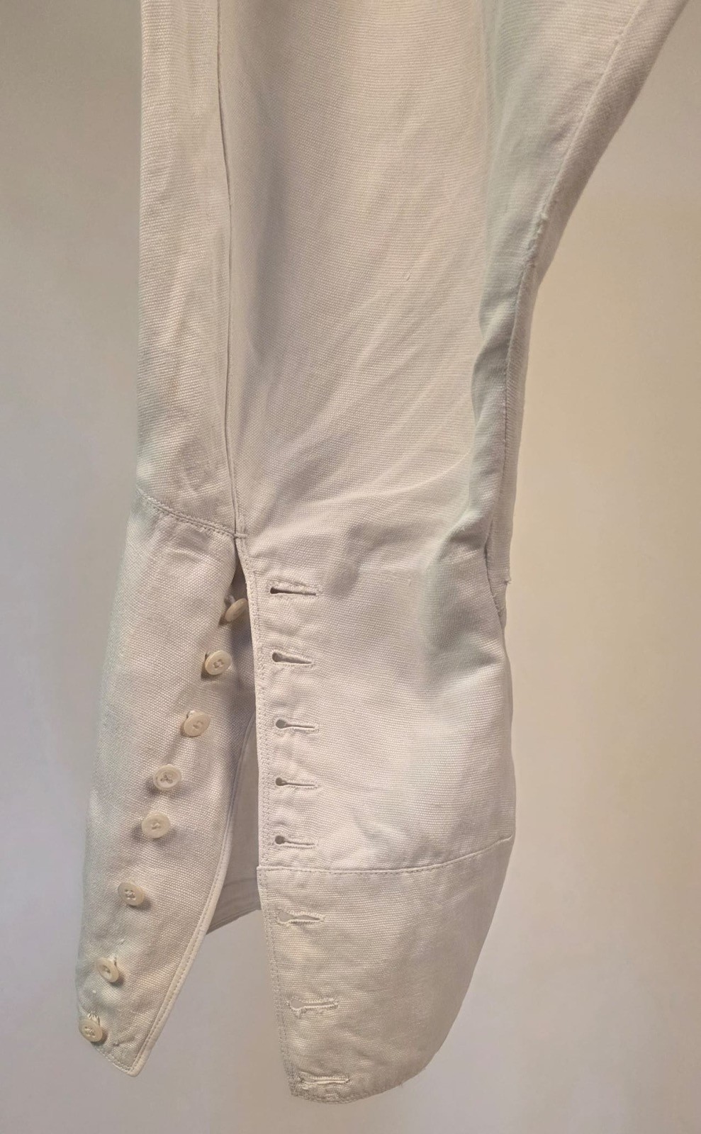 ANTIQUE VICTORIAN 19TH C MEN’S WHITE RIDING BREECHES PANTS W BUCKLE BACK