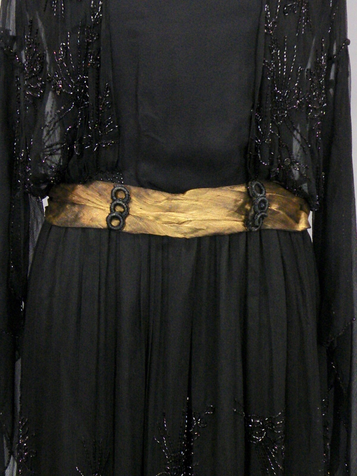 Antique Late 1910s 1920s Beaded Flapper Dress, Angel Wing Sleeves, B. Altman