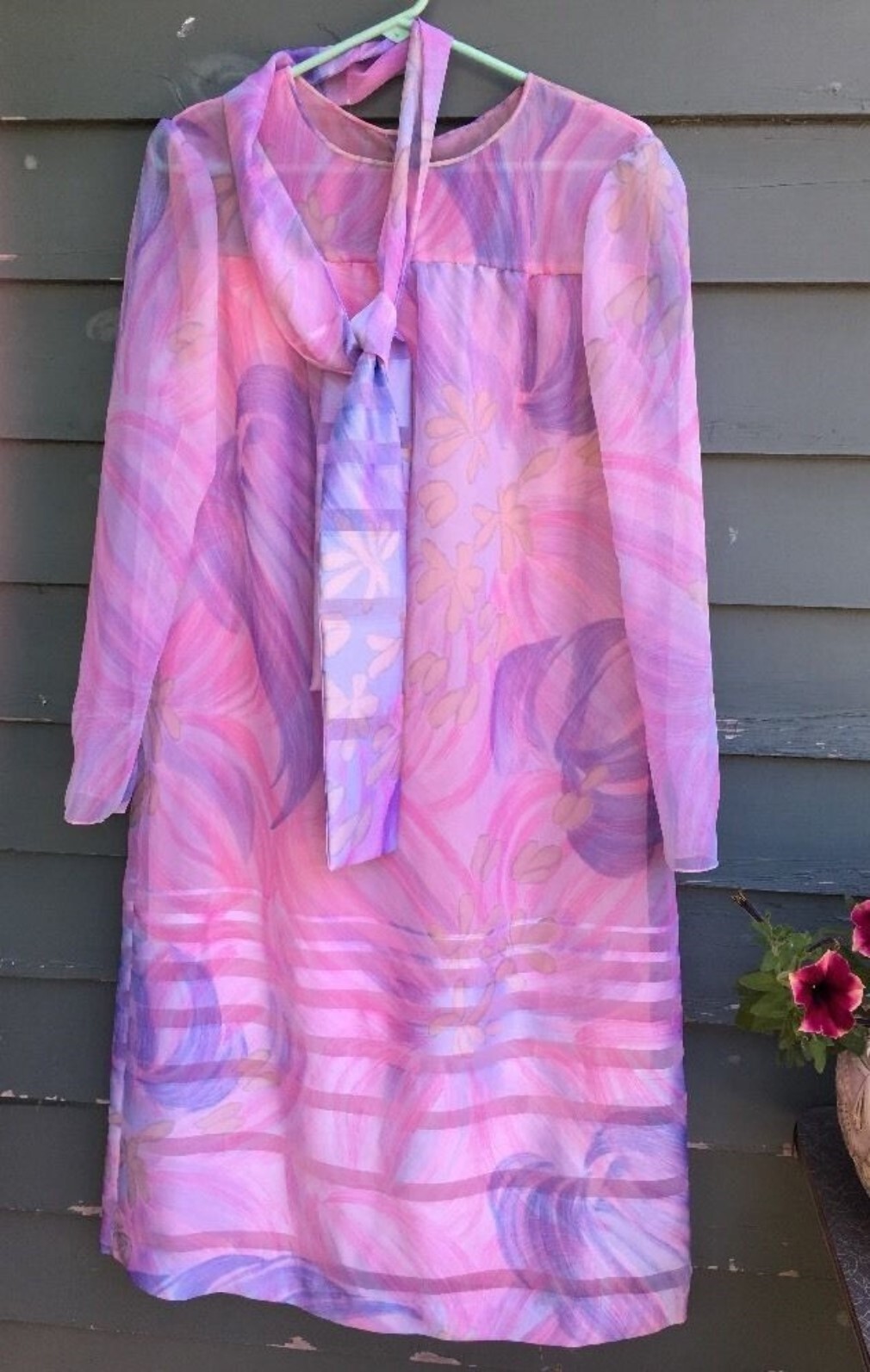 Vintage DON LUIS De Espana Dress Flowy Chiffon Pastel Abstract NEW