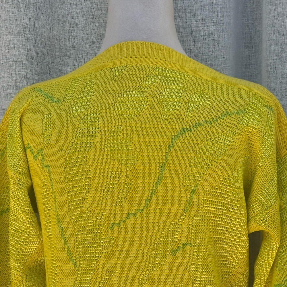 1990 Oui designer collection yellow green v neck sweater Italy