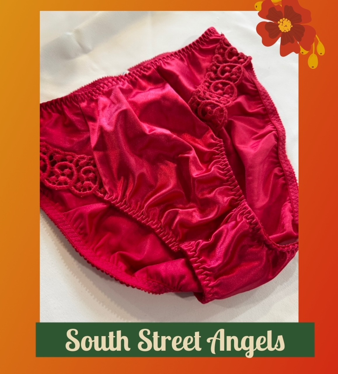 VINTAGE OLGA 20211 RASPBERRY RED LACE EDGINGS SATIN HI-CUT BRIEF PANTIES ~ LARGE