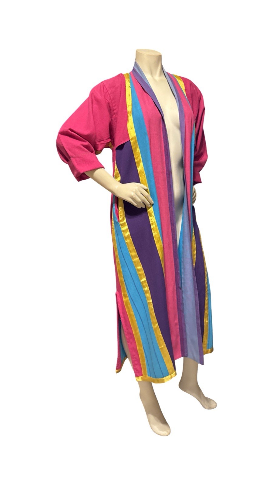 VTG OPUS 1 Duster Multi Color Patchwork Jacket Cotton Mexican Designer Cardigan