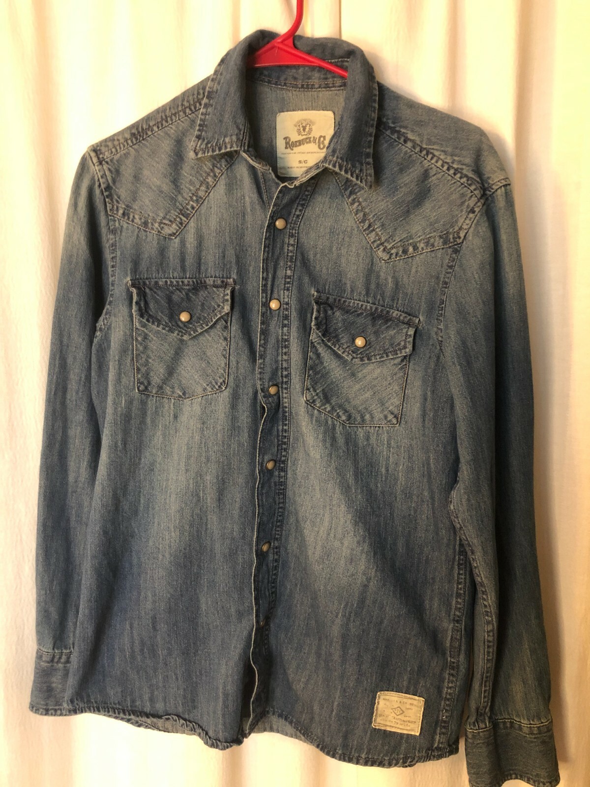 Shirt: Sears Roebuck & Co Denim button down Shirt vintage? Small but big Used