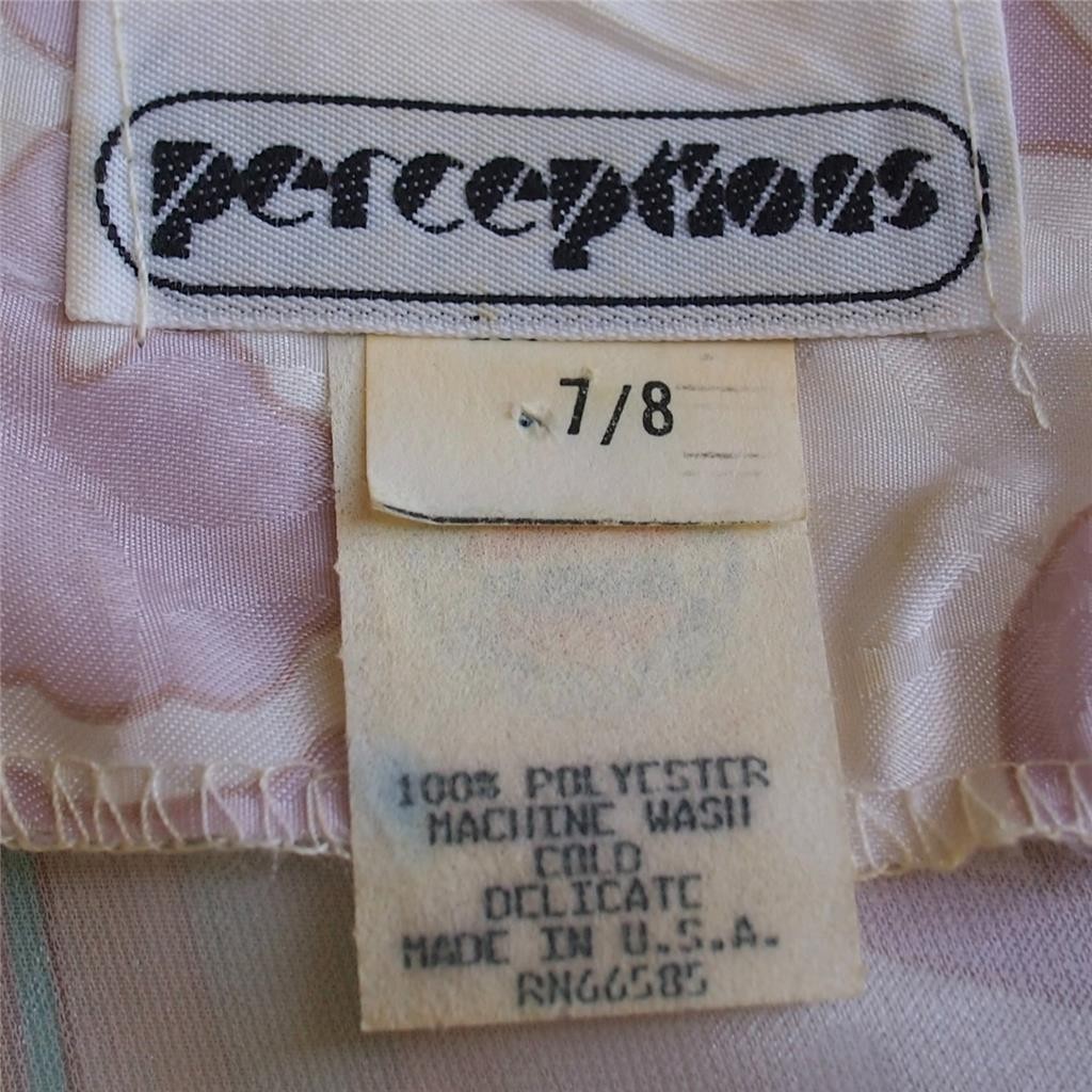 vtg 80s PERCEPTIONS Floral Pleated Skirt Elastic Waist Dress ILGWU Secretary 7/8