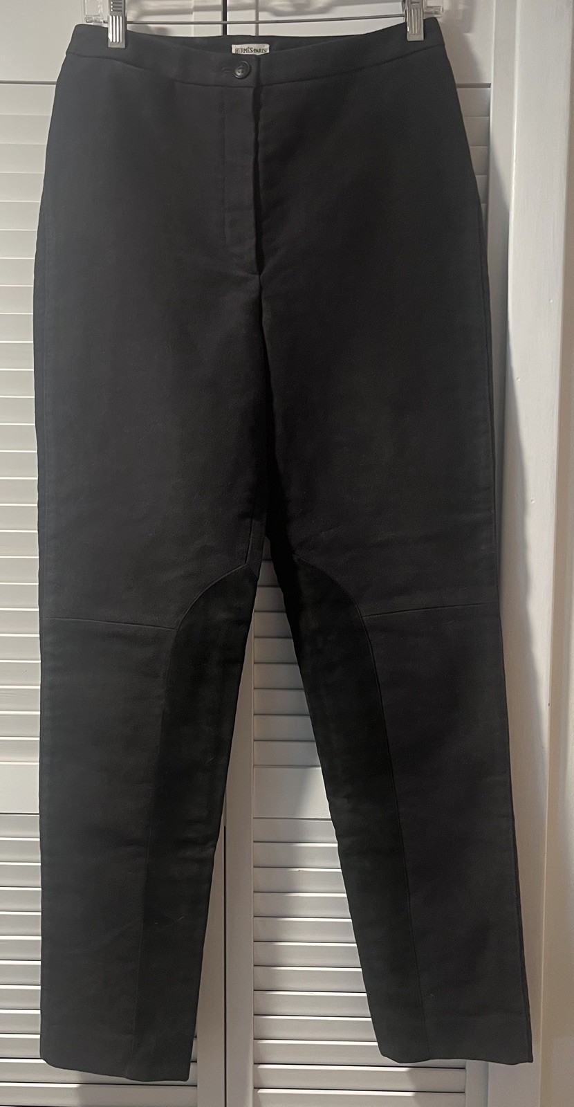 Vintage Hermes Black Riding Pants Size 40 EUC Equestrian Jodhpurs Cotton Suede