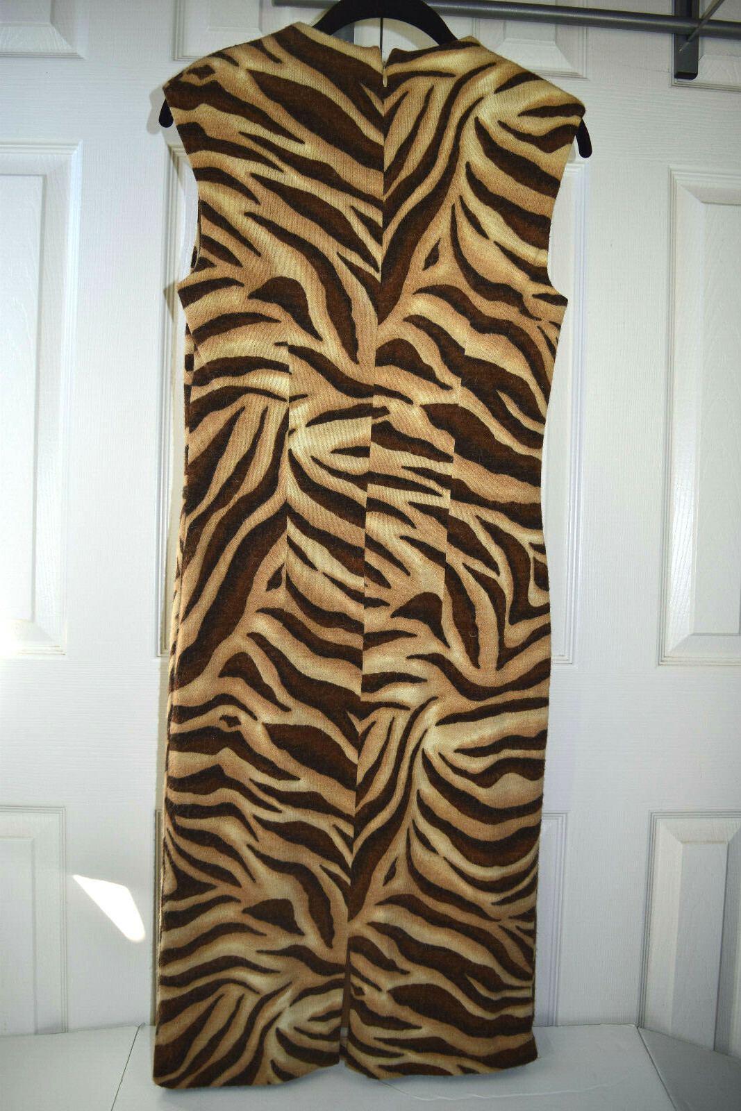 Vintage Mohair Shift Dress David Warren Size 32IN Chest 80s Tiger Print