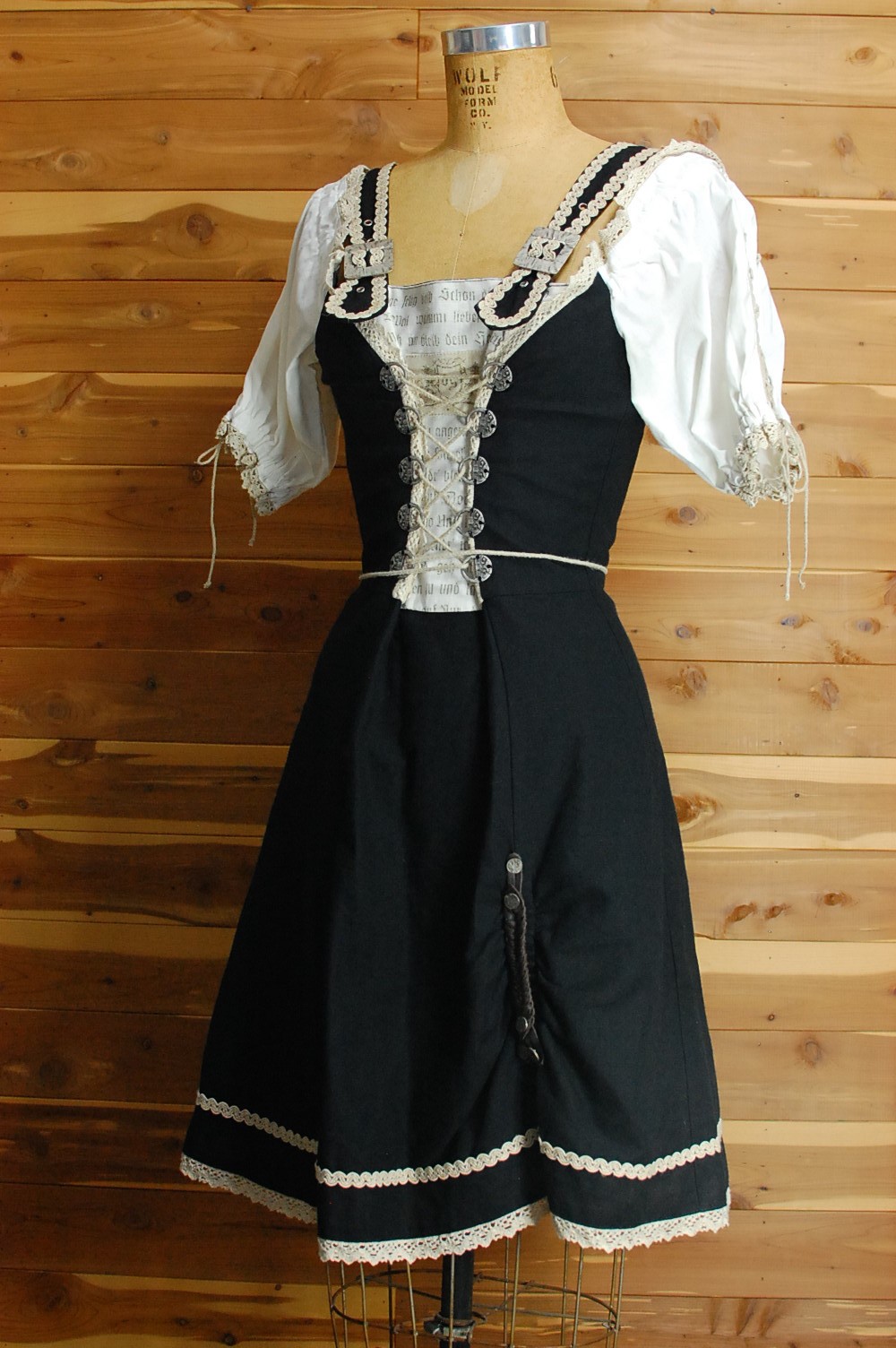 Vintage German Goth Dirndl Lolita Jumper Dress Made in Europe XS