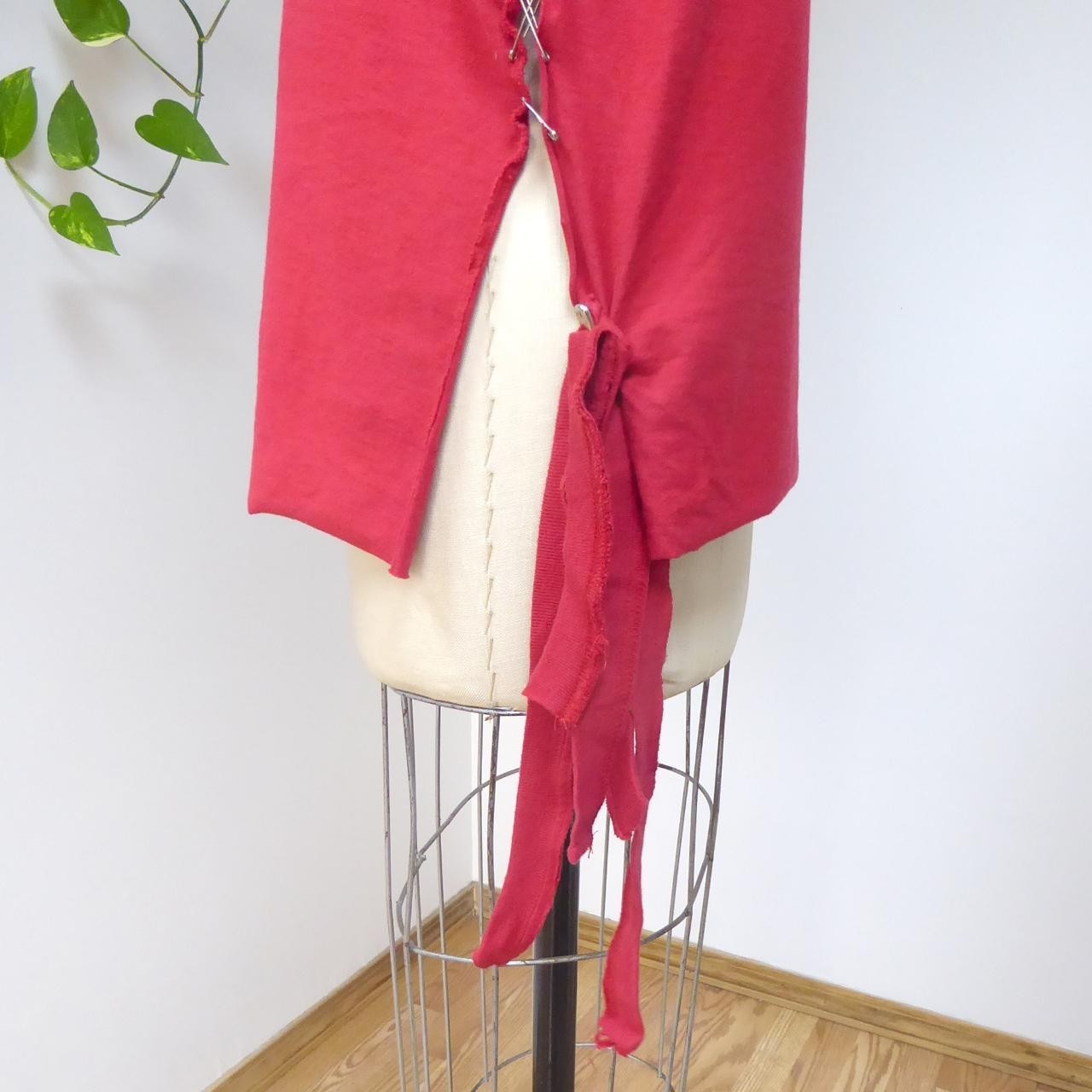 Vintage 2000s Y2K Red handmade distressed safety pin tank top punk rocker sz XL