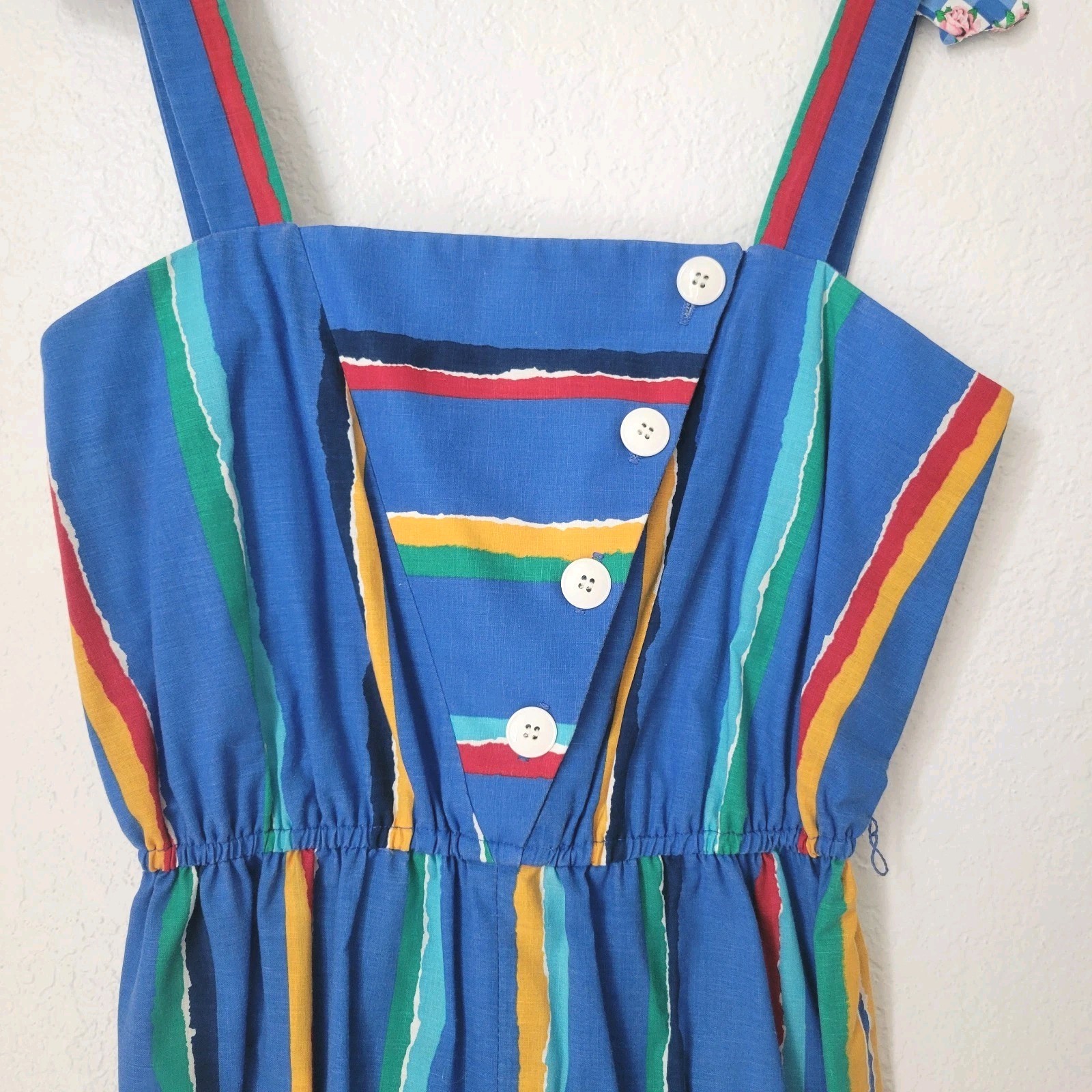 Vintage 70s Colorful Striped Jumpsuit Romper Playsuit XS/S 100% Cotton Cropped