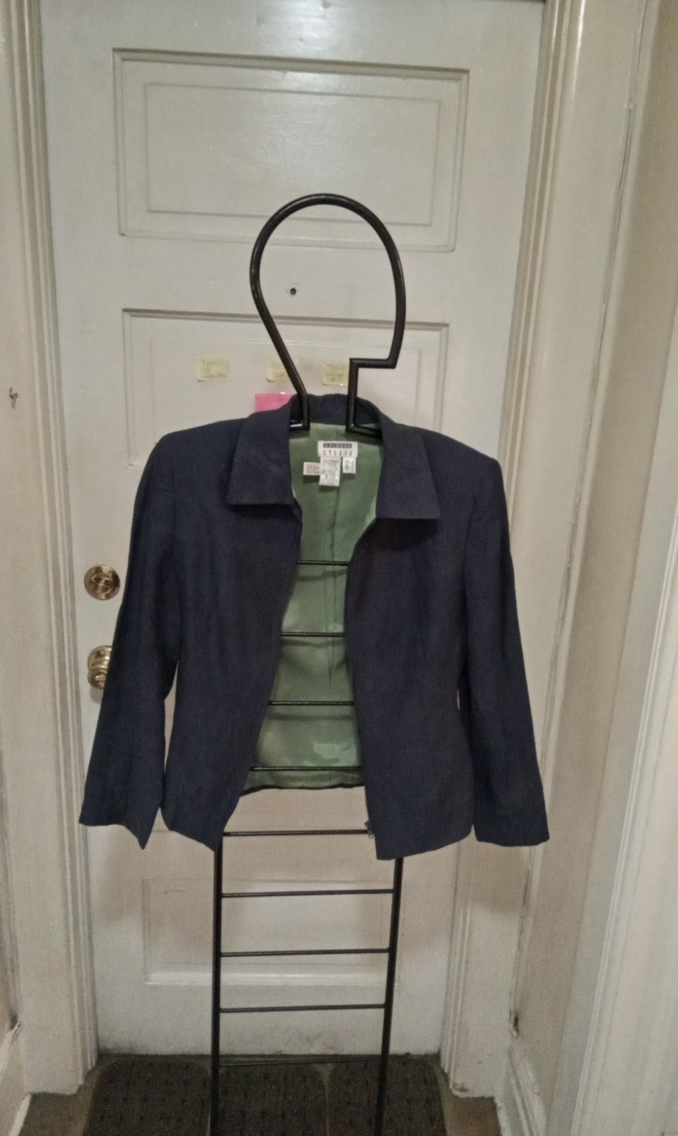 Vintage Episode Studio Sz 4 blue Linen Silk blend Dress Jacket Zip up