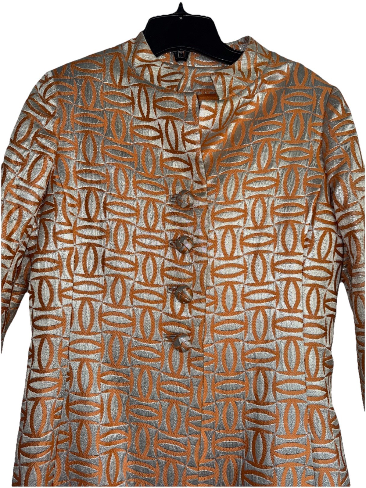 1960s MALCOLM STARR DESIGNER Vintage Metallic Jacquard Mod Dress + Jacket Set SM