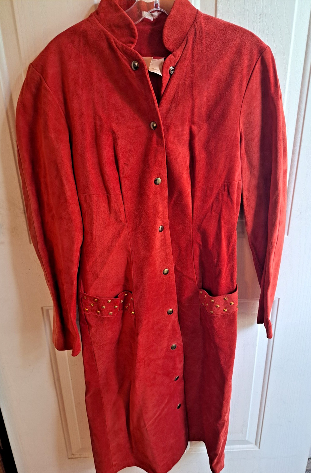 Vtg 70’s Faux Suede Red Long Sleeve Snap Dress Chic Skins of California