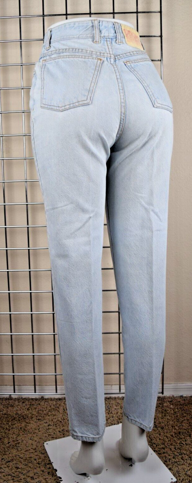 Vintage Bongo Jeans 26 x 29 80s Light Blue High Waist Tapered Button Fly MadeUSA