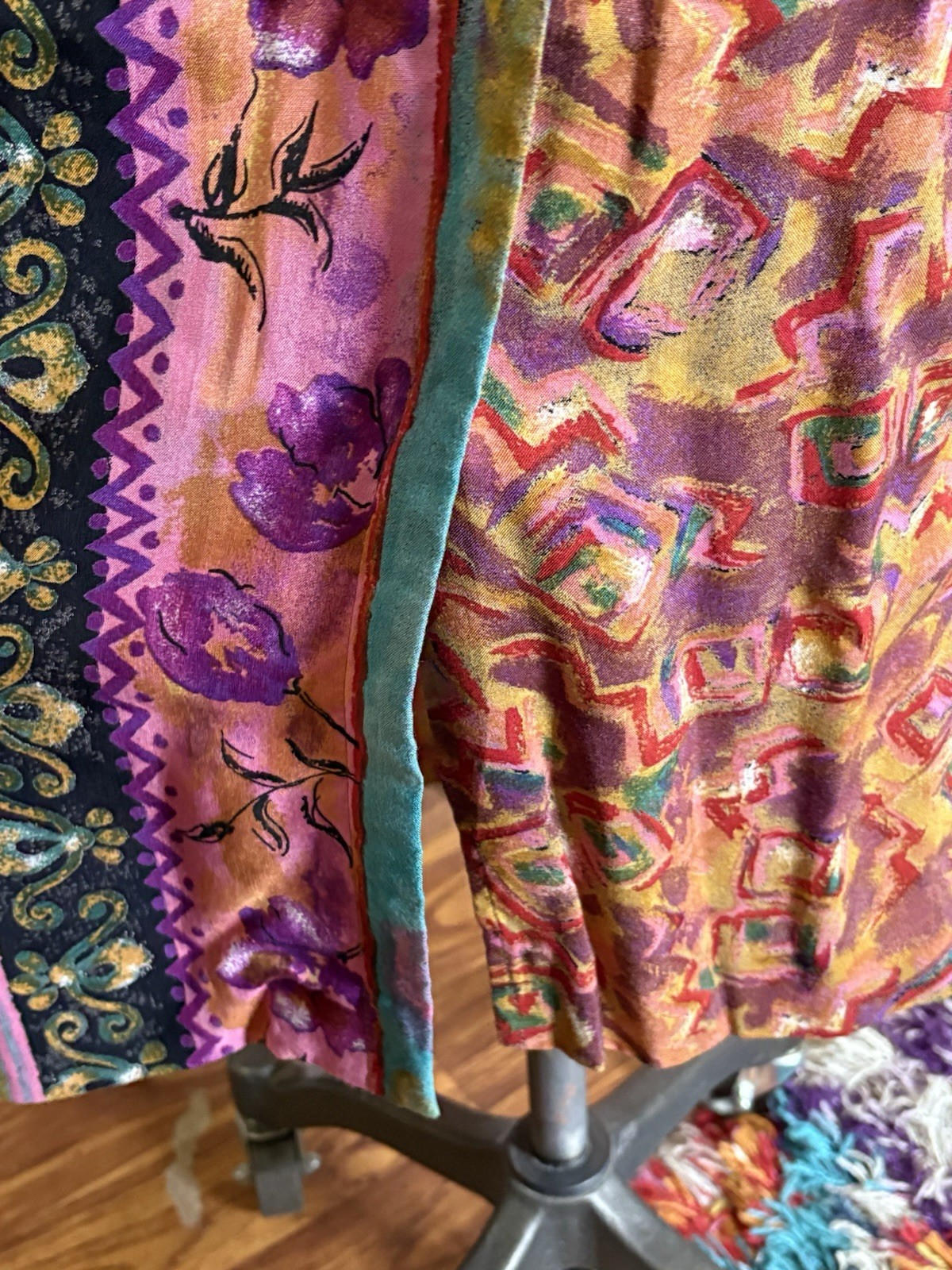 Vintage Aztec Patchwork Southwestern Bohemian Festival Print Midi Skirt Size 12
