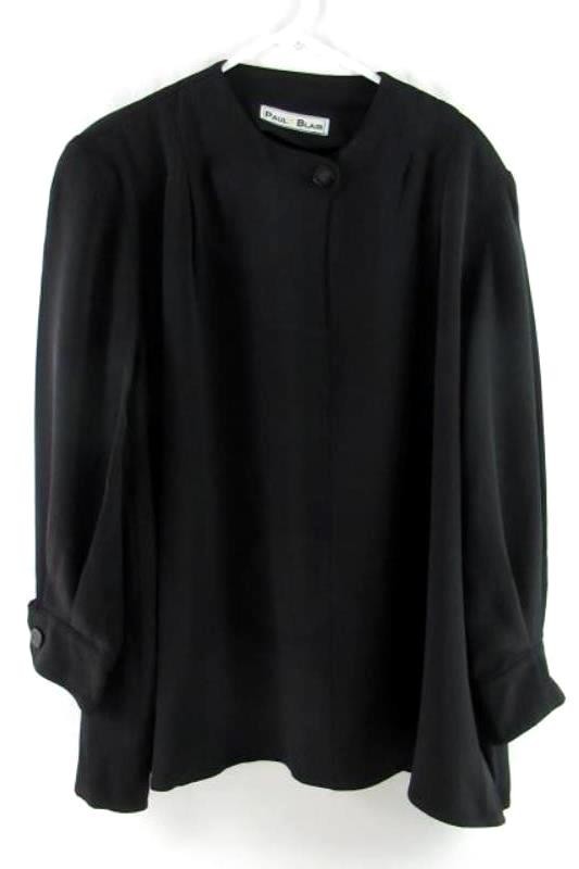 Vintage Paul Blair Black Tunic Blouse Long Sleeve Button Closure Size 23.5″