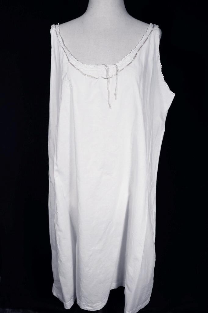 Antique Edwardian-1920’s French White Cotton Night Gown VG Cond Plus Size