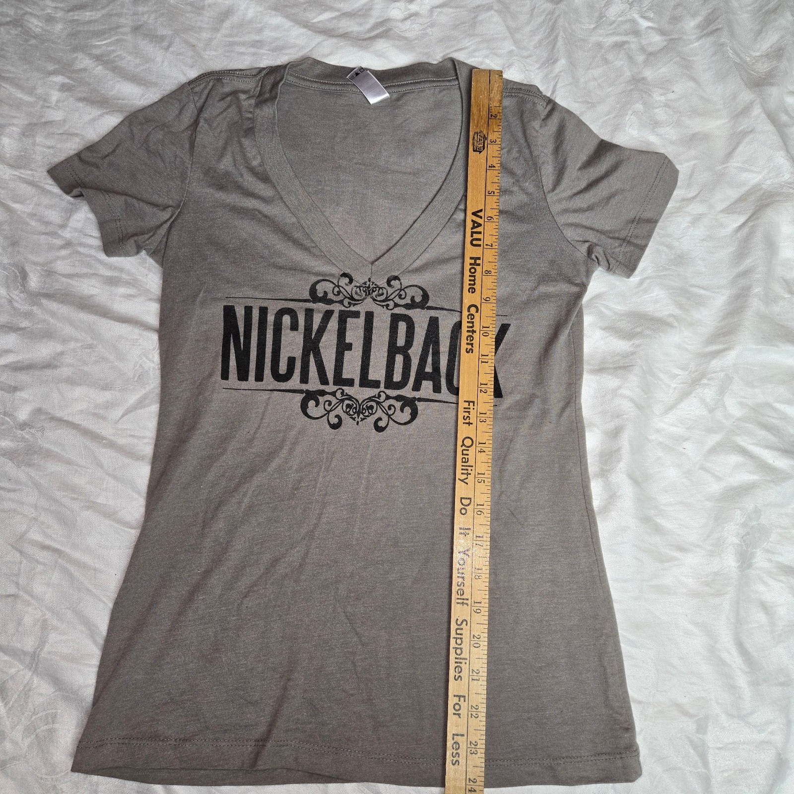 Nickleback Tshirt Small Womens Gray Baby Tee Graphic Print Music Skeleton