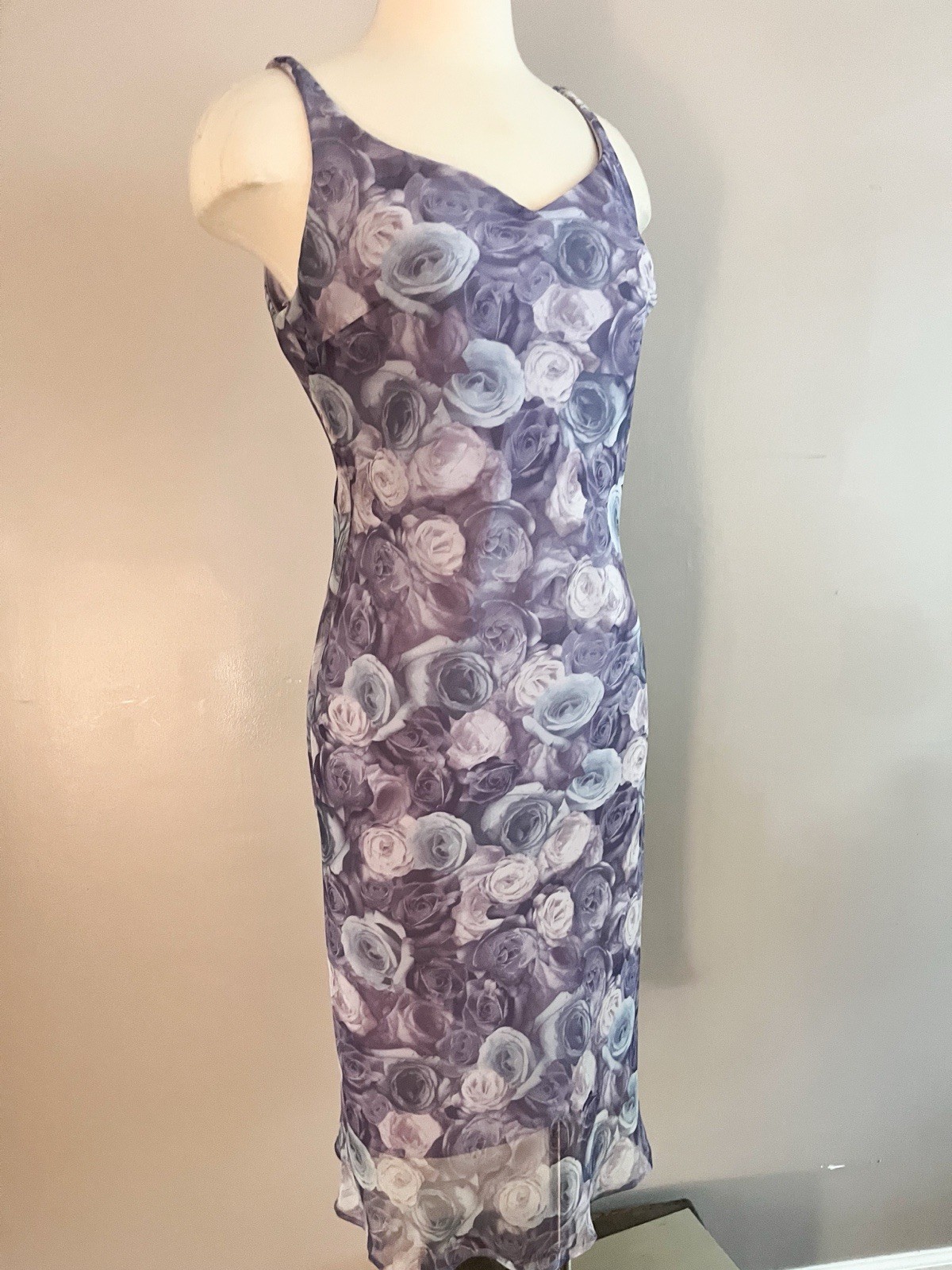 90s Vintage Zum Zum by Niki Lavis Blue Purple Rose Dress