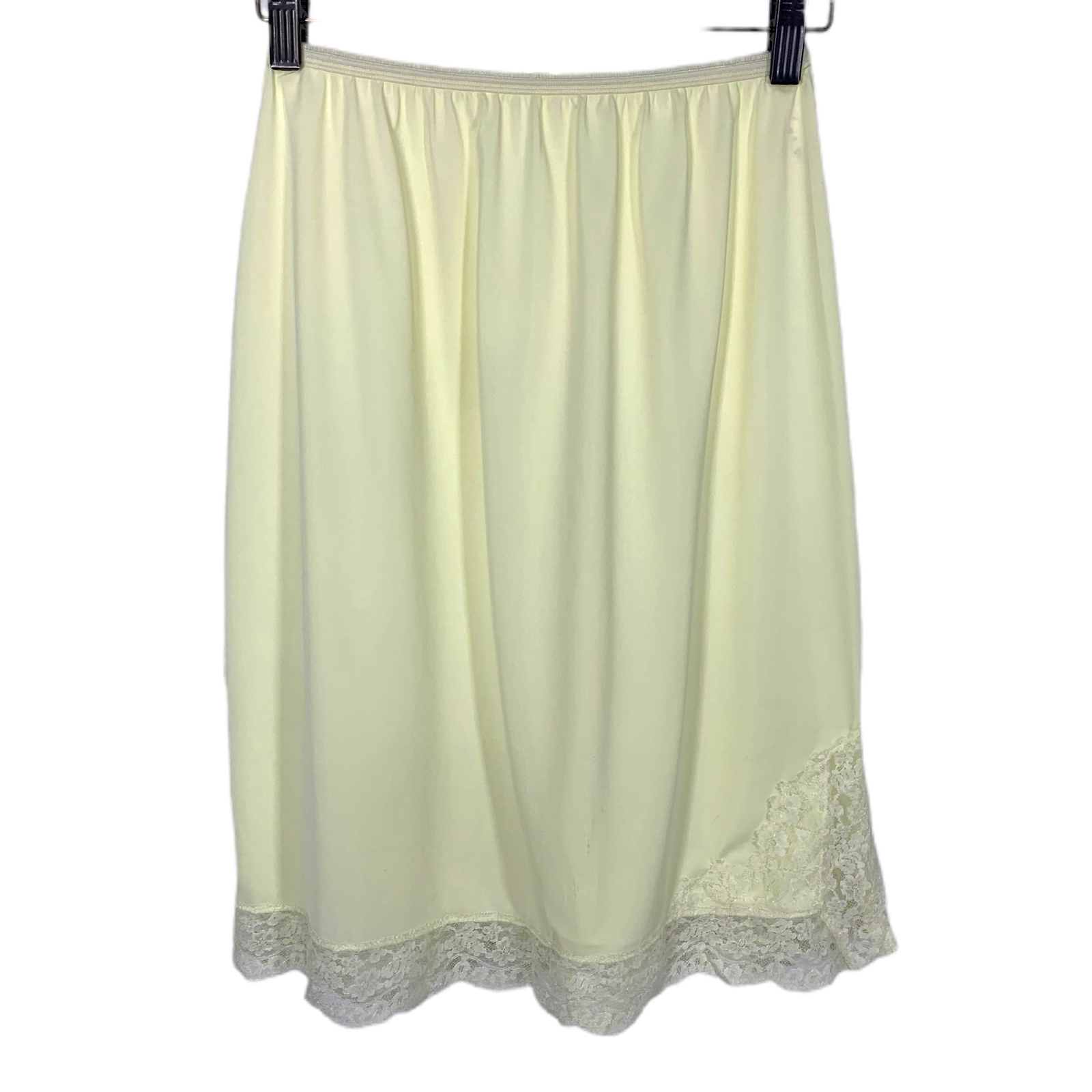Vintage 60s Yellow Short Lace Antron Nylon Tricot Slip Small
